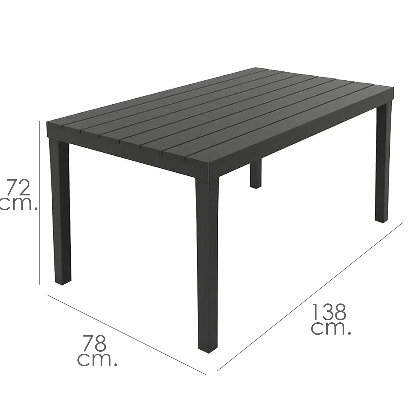 Saturnia Sumatra Tavolino in resina 138 x 80 cm antracite