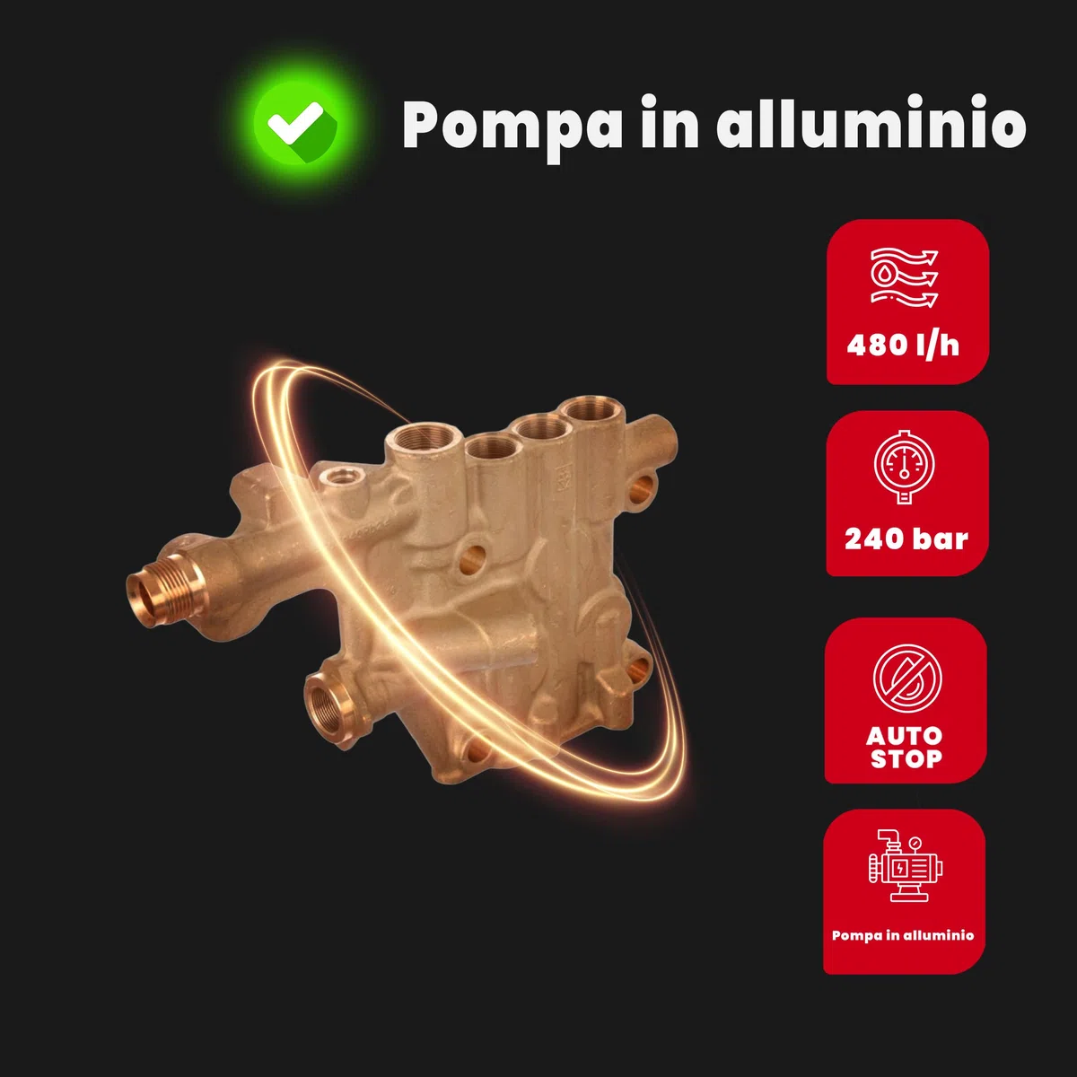 LEHMANN Missouri Idropulitrice ad Alta Pressione 2200 W 240 bar 480 l/h 10 m Lancia Schiuma Ugello Regolabile Turbo