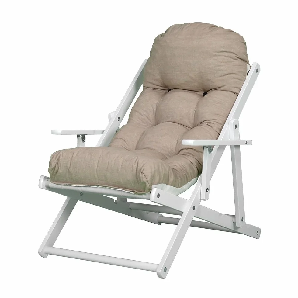 Liberoshopping Poltrona RELAX reclinabile in 3 posizioni telaio bianco giardino Alta qualità Sdraio cuscino super imbottito (Corda)