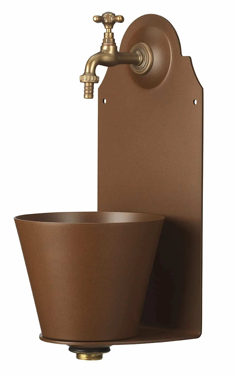 Belfer 42PR Fontana a Parete in Solido Alluminio con Rubinetto in Ottone e Vaschetta Colore Ruggine
