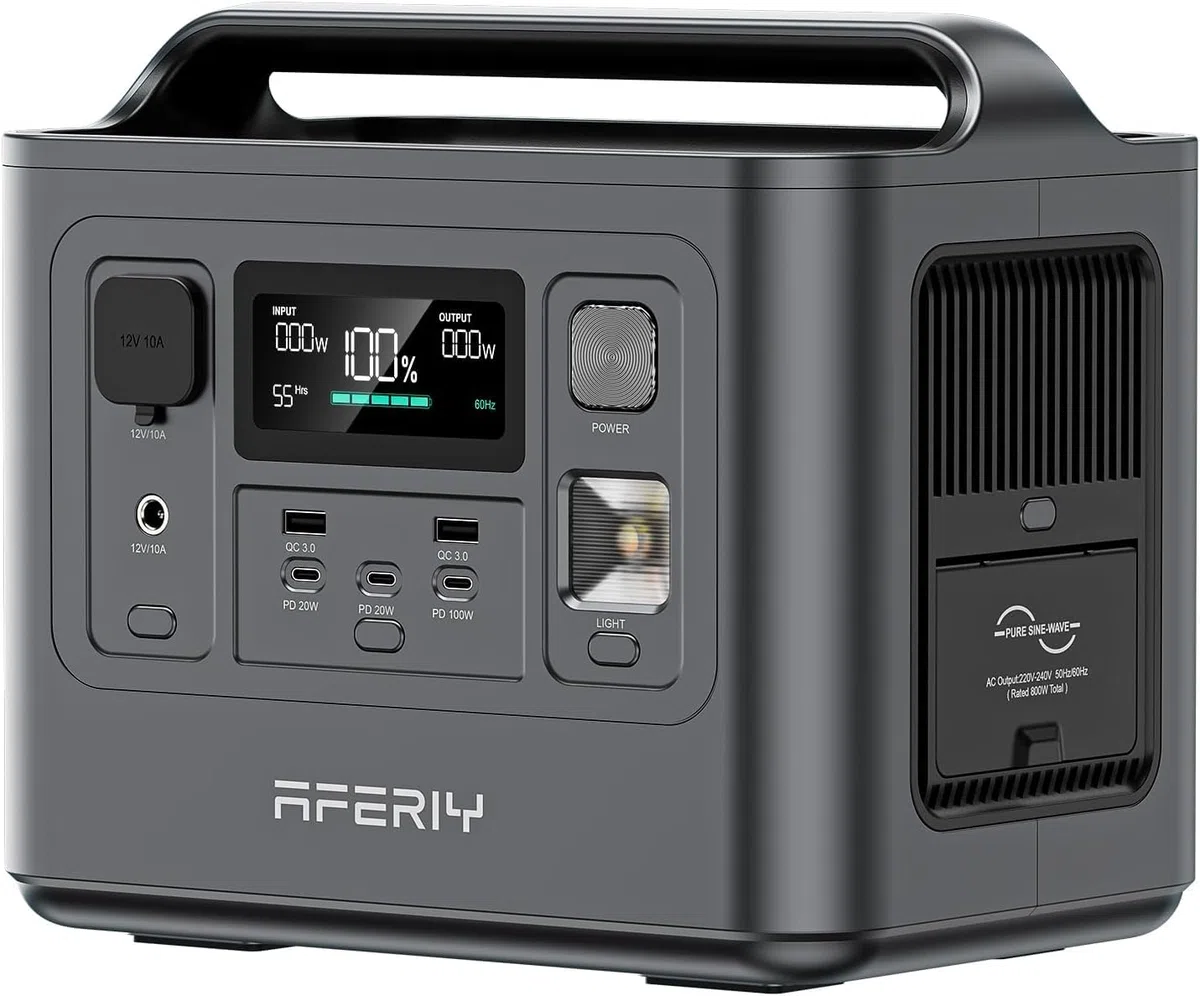 AFERIY Centrale Elettrica Portatile 800W, Batteria Riserva LiFePO4 Da 512Wh, Ricarica Rapida In 1 Ora, Presa Ue 220-240V, UPS, Generatore Elettrico Solare Per Campeggio/Casa/Ufficio, Garanzia 7 Anni