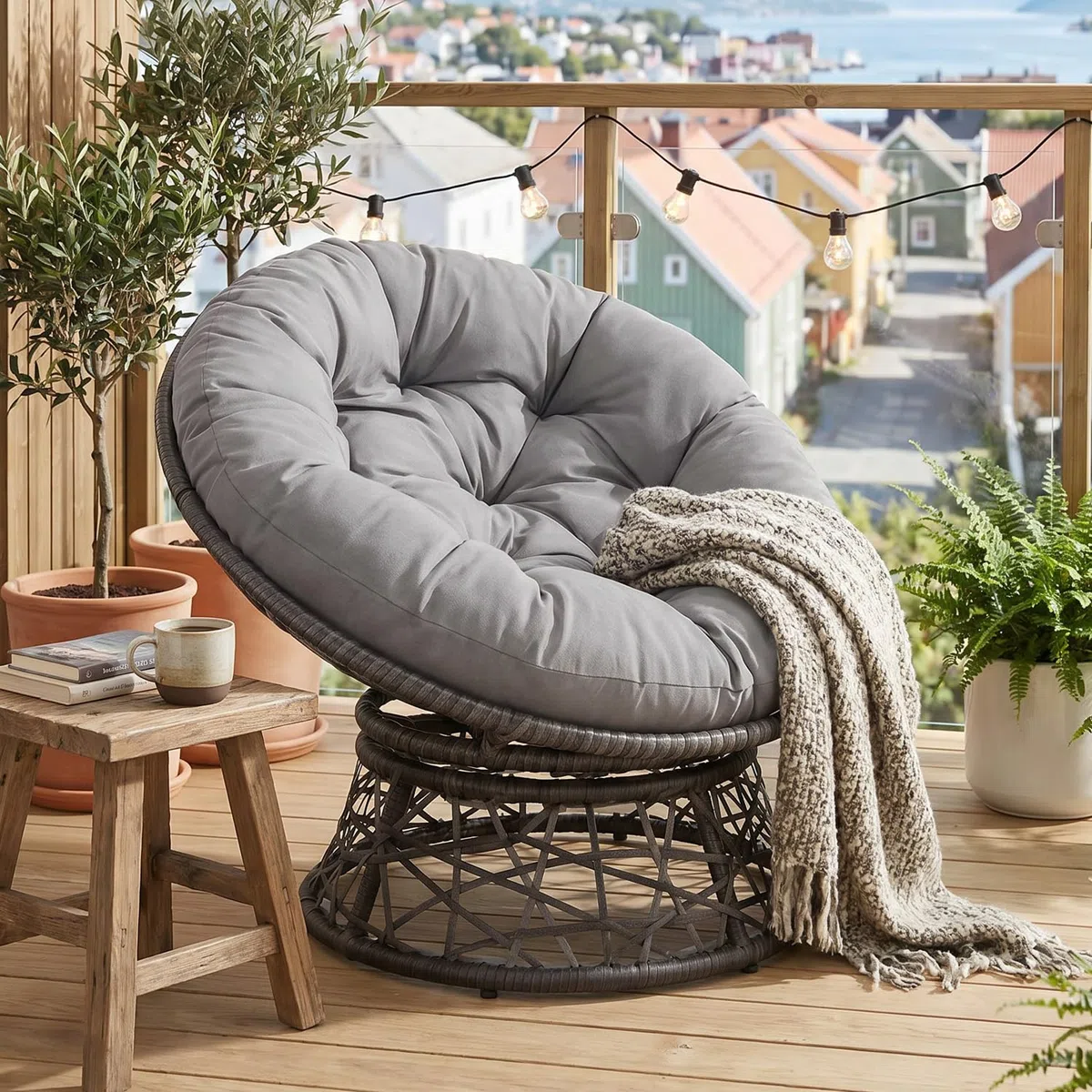 Poltrona Relax Girevole Da Esterno 360° 64 x 80.5 cm Grigio