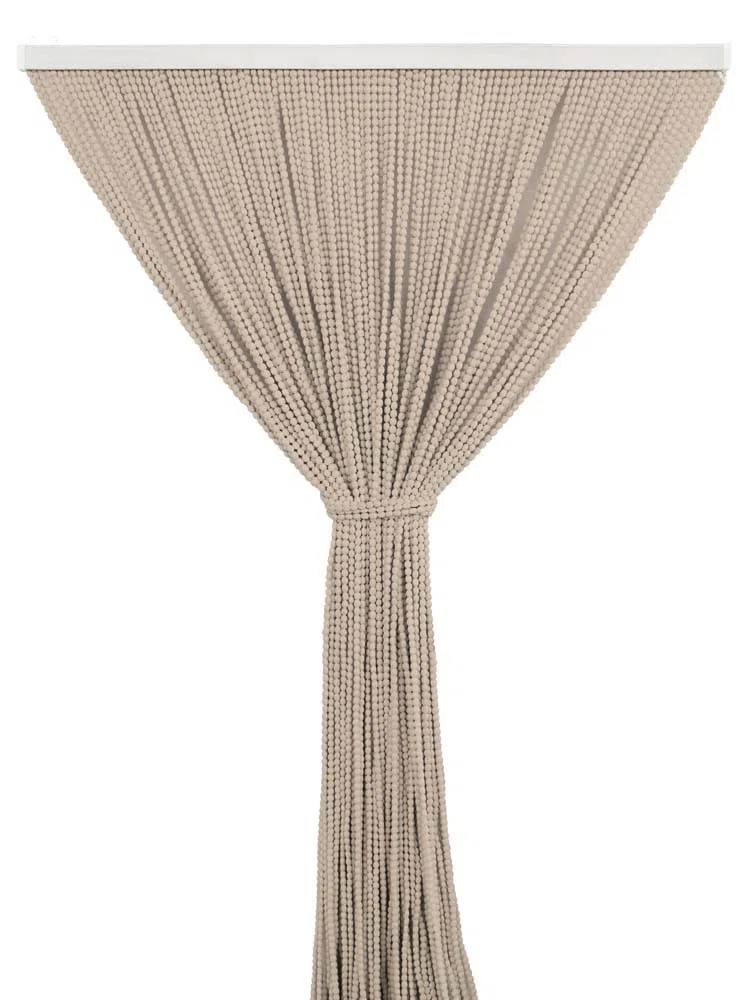 IlGruppone Tenda Antimosche per Porta Finestra a Pannello con Telaio in PVC, in più Colori, Moschiera con Corde a Pallini per Esterno Interno Fili a Caduta - Beige - 100 x 220