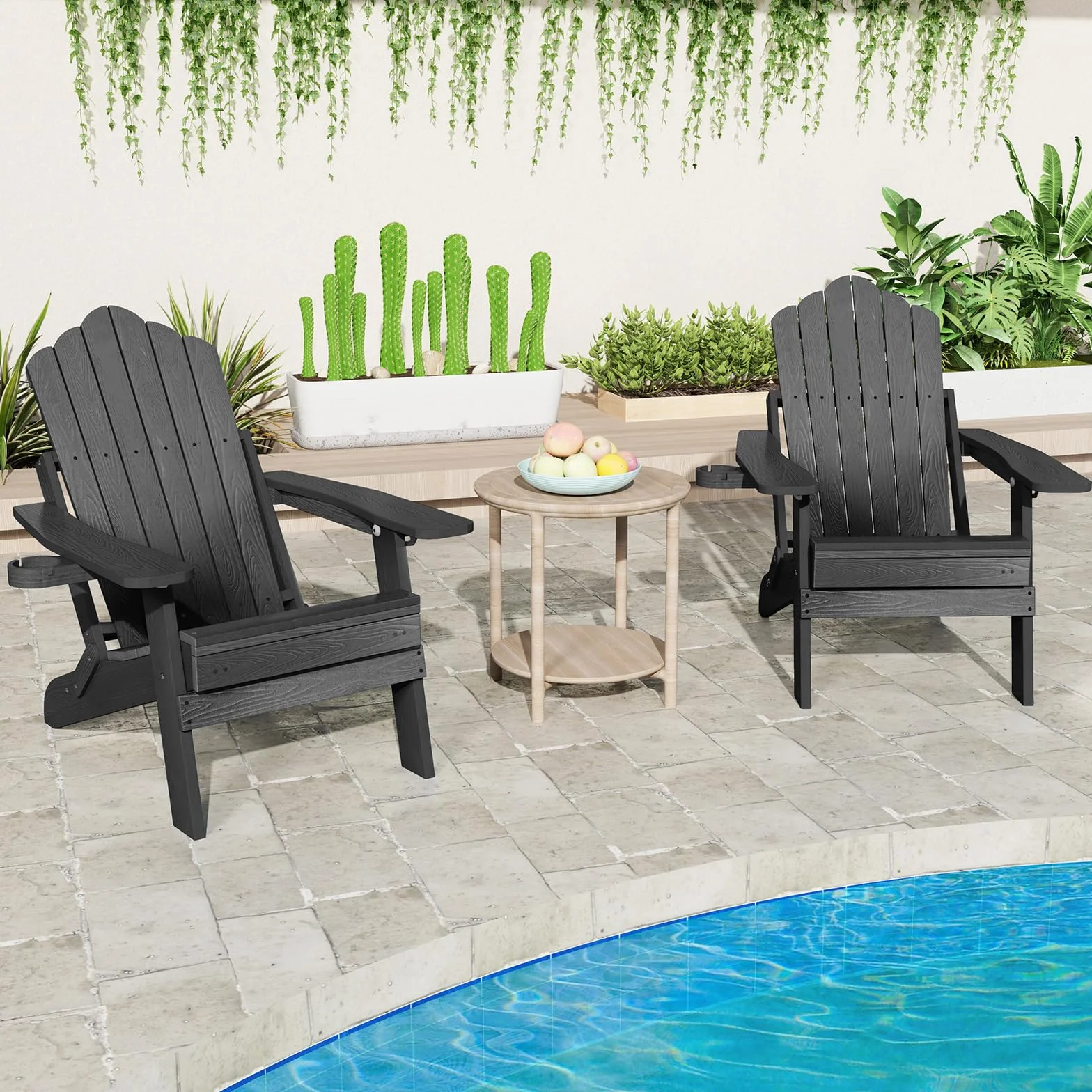 RELAX4LIFE Sedia Adirondack Esterno Pieghevole Schienale Regolabile Poggiapiedi Retrattile Portabicchiere