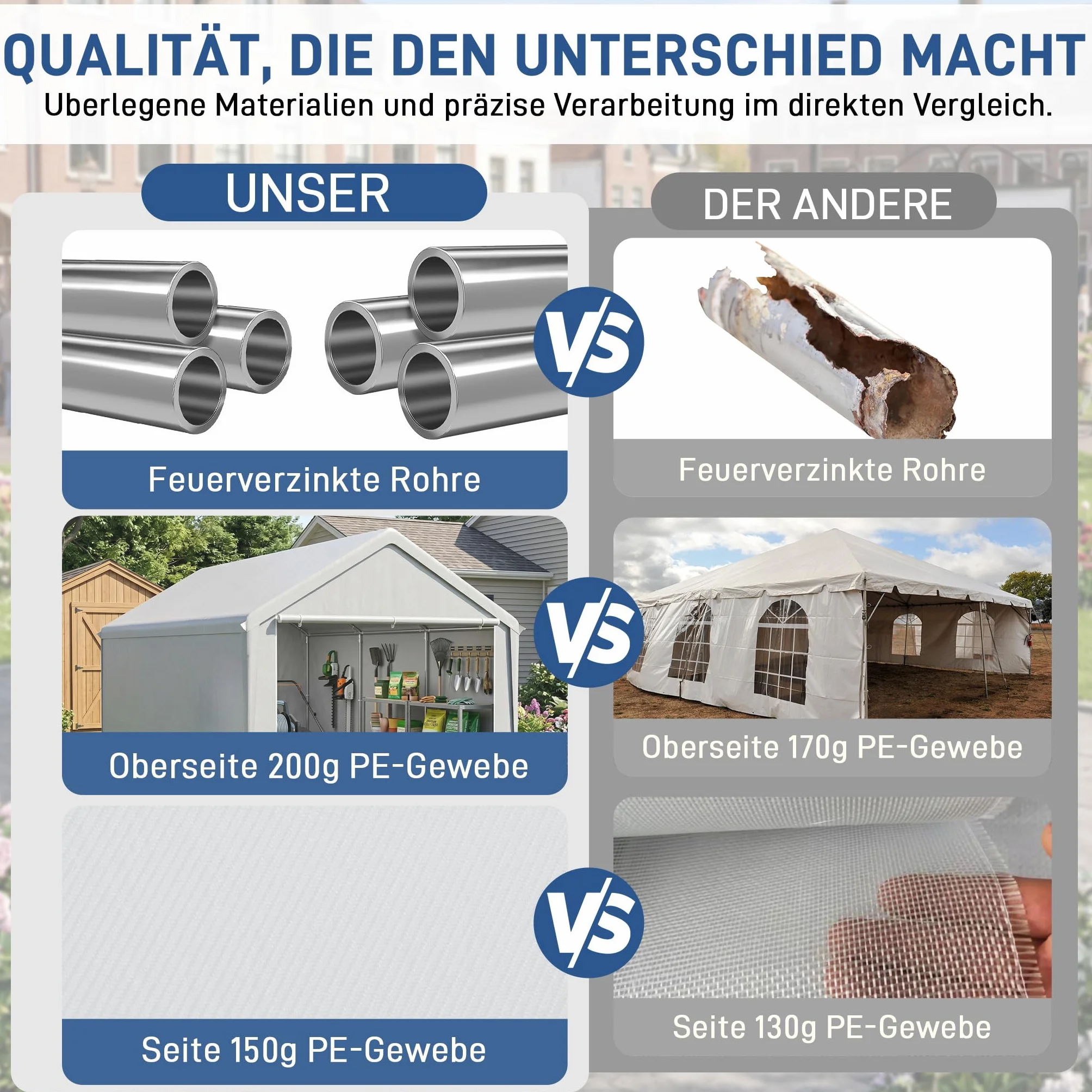 Tenda da campeggio per garage 3 m x 4 m impermeabile UV