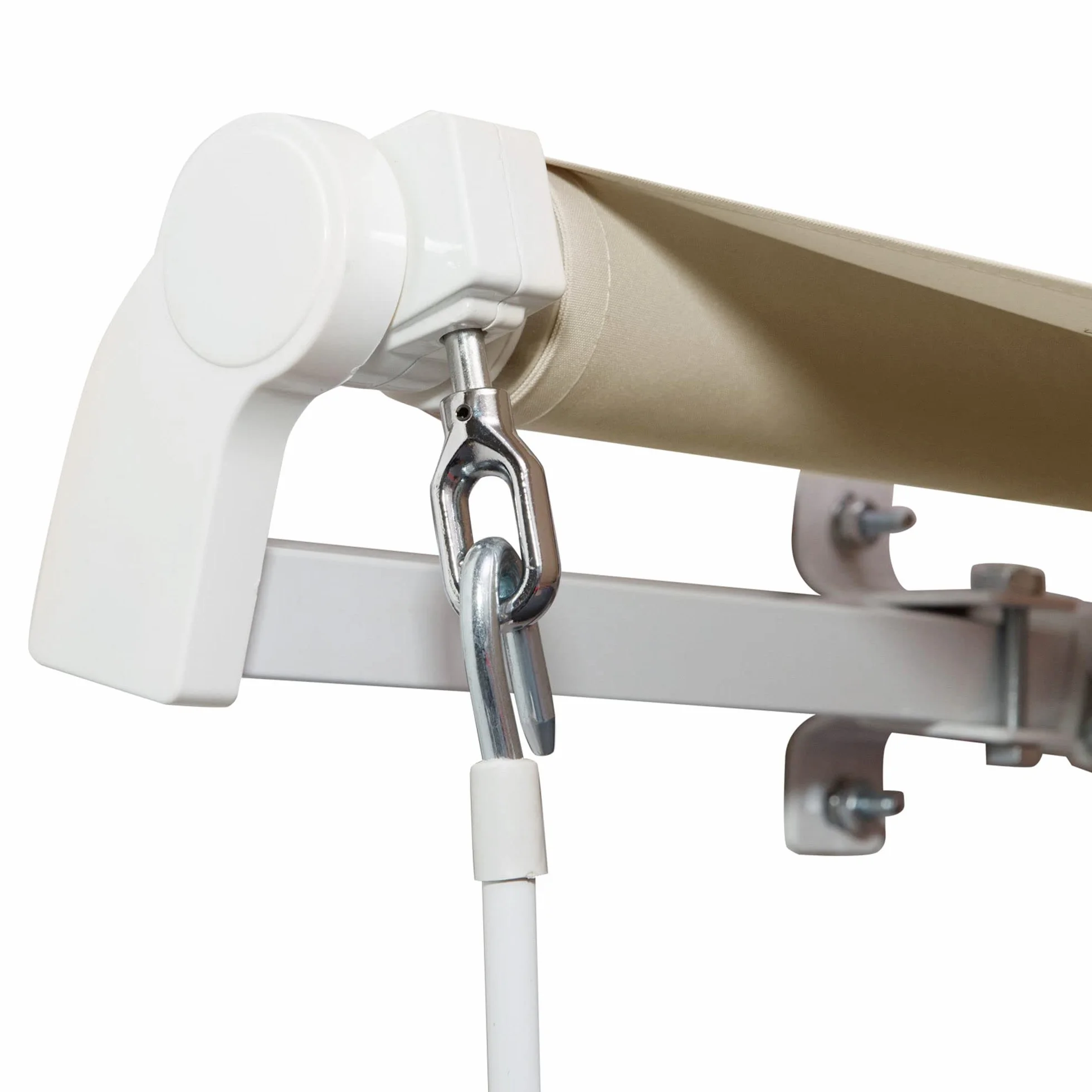 Outsunny Tenda da Sole 3.5x2.5 m Braccio Avvolgibile Manovella Alluminio Poliestere 280 g/㎡ UV30+ Crema