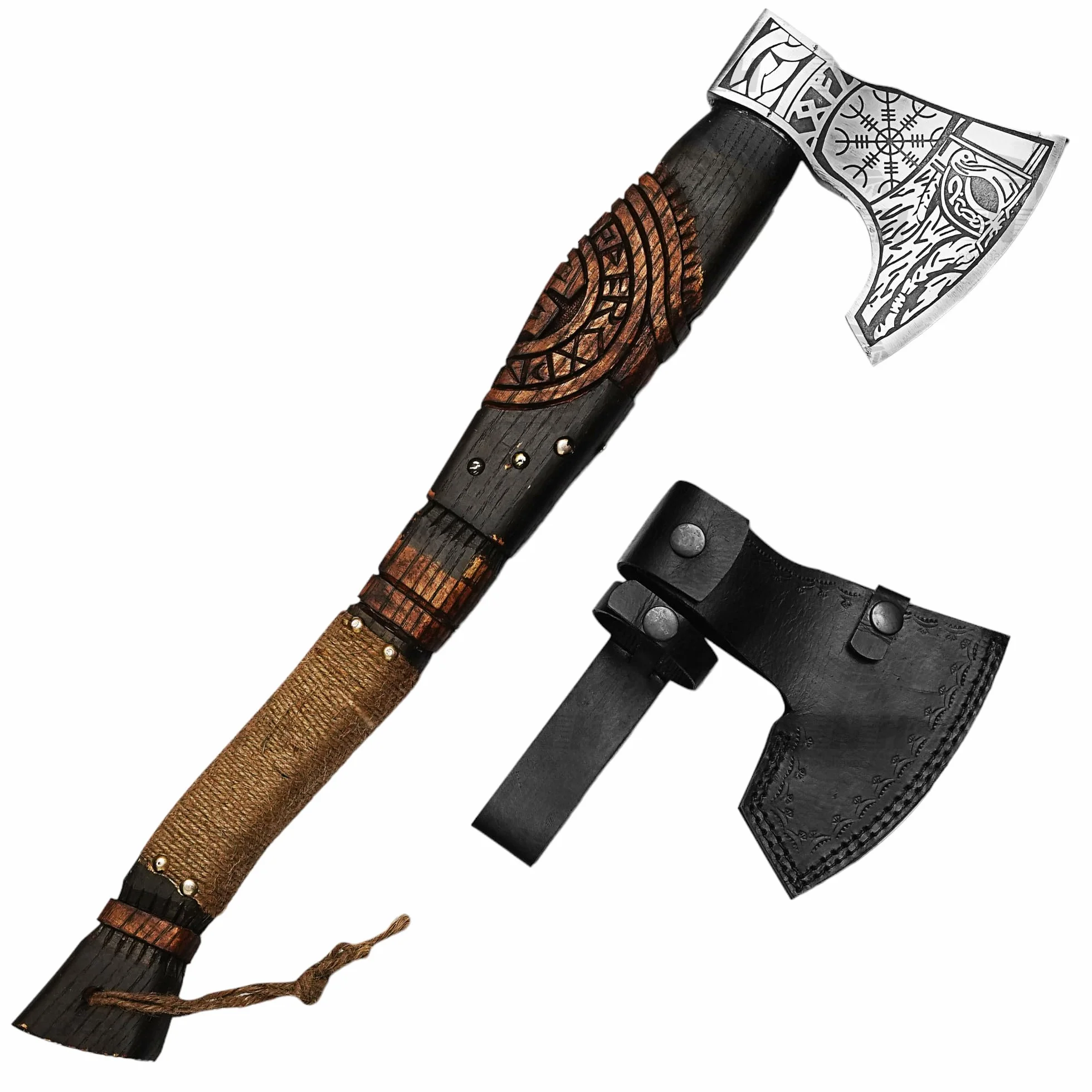 NovaHaven Ascia Ragnar 20 cali manico frassino lama acciaio carbonio inciso