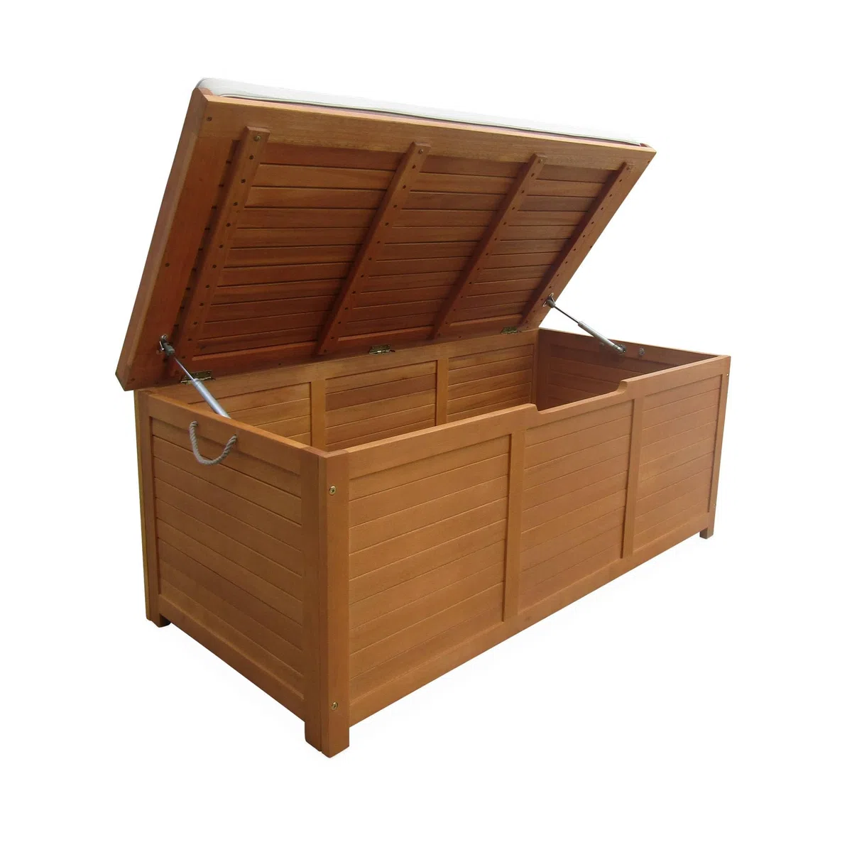 sweeek Cassapanca da Giardino in Legno 200L con martinetti Marrone Naturale - 125x60x96 cm