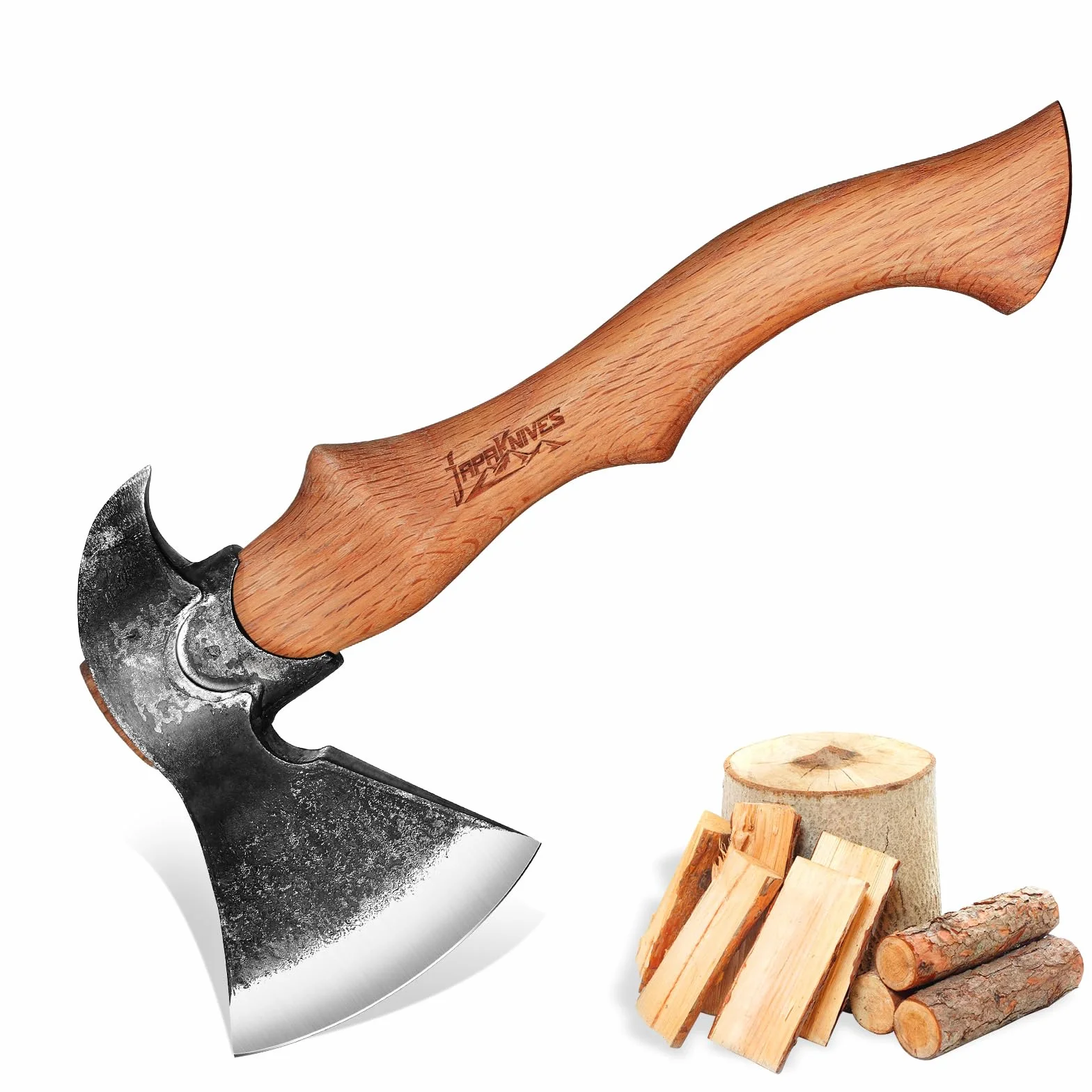 Japaknives Ascia vichinga forgiata a mano 38cm per spaccare il legno all'aperto
