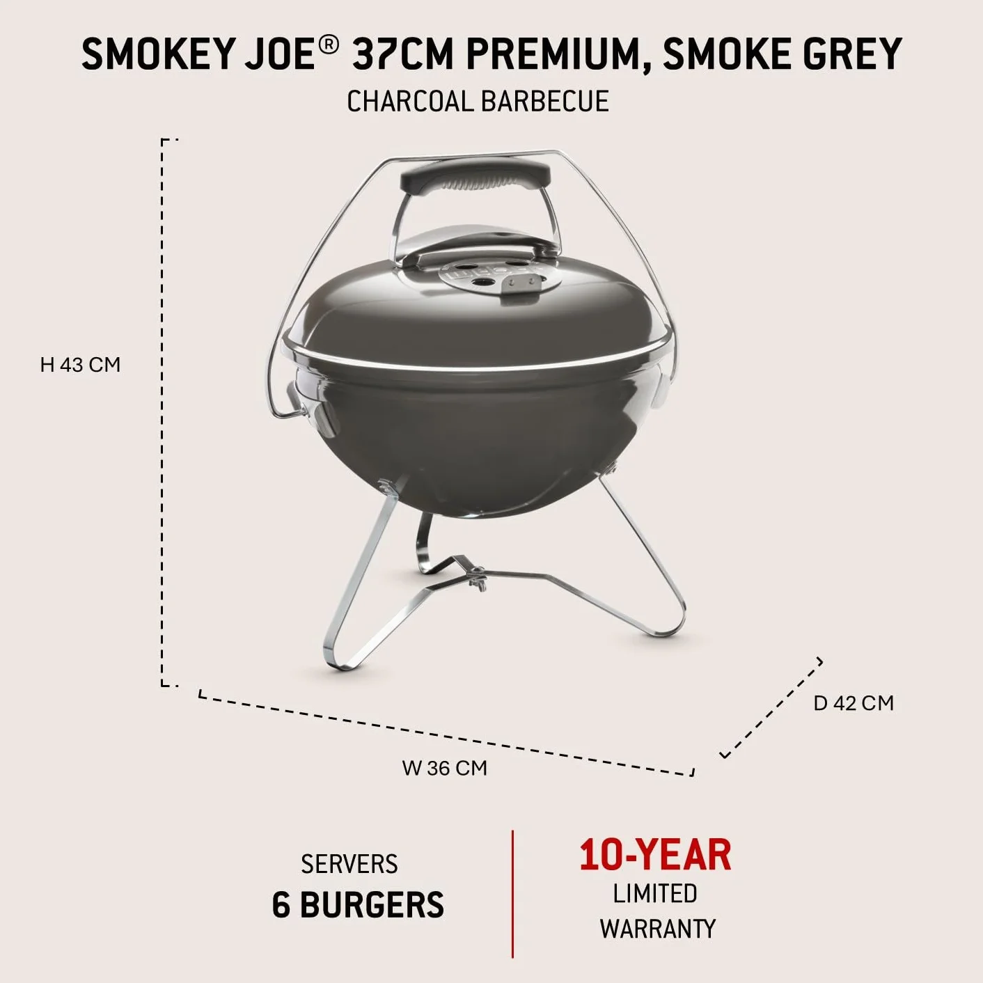 Weber Smokey Premium Barbecue a carbone 37 cm portatile