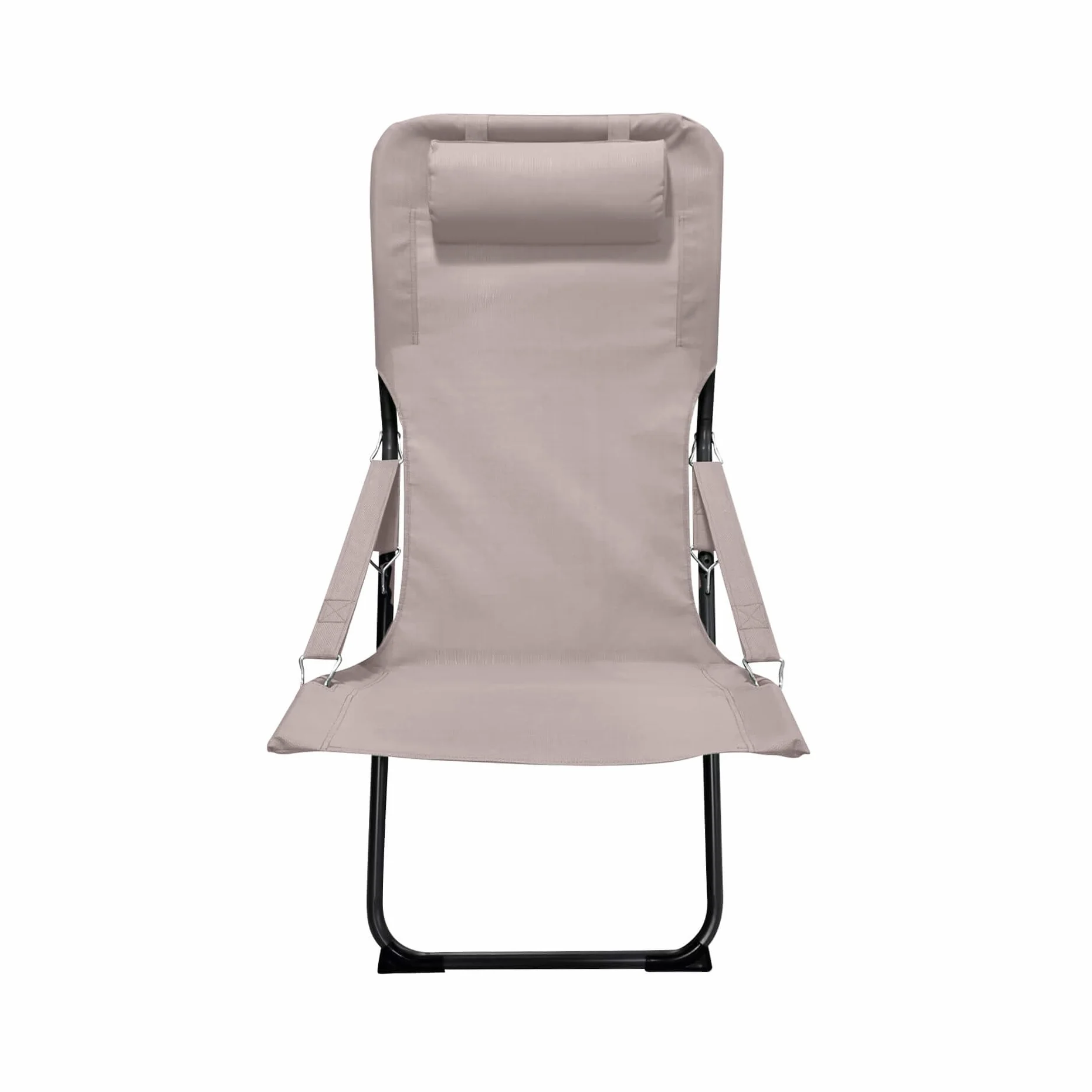 Rebecca Mobili Sedia da Esterno Pieghevole Reclinabile con Braccioli Acciaio Poliestere Beige Grigio Scuro 88x63x83 cm