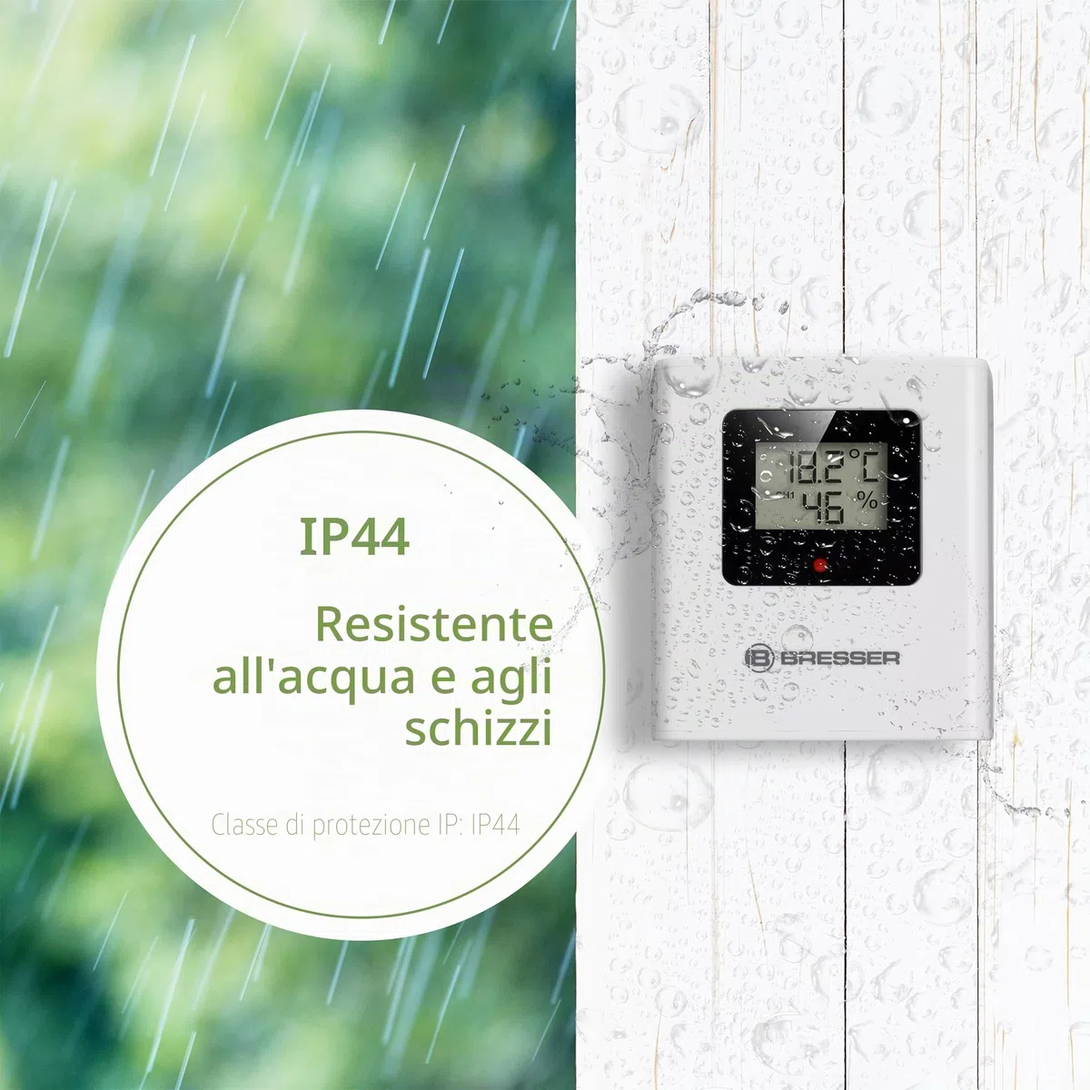 Bresser Stazione Meteo Radio con Sensore Esterno ClimateTemp NBF, Orologio DCF, Termometro Igrometro, Previsioni Meteo Display Colori Digitale
