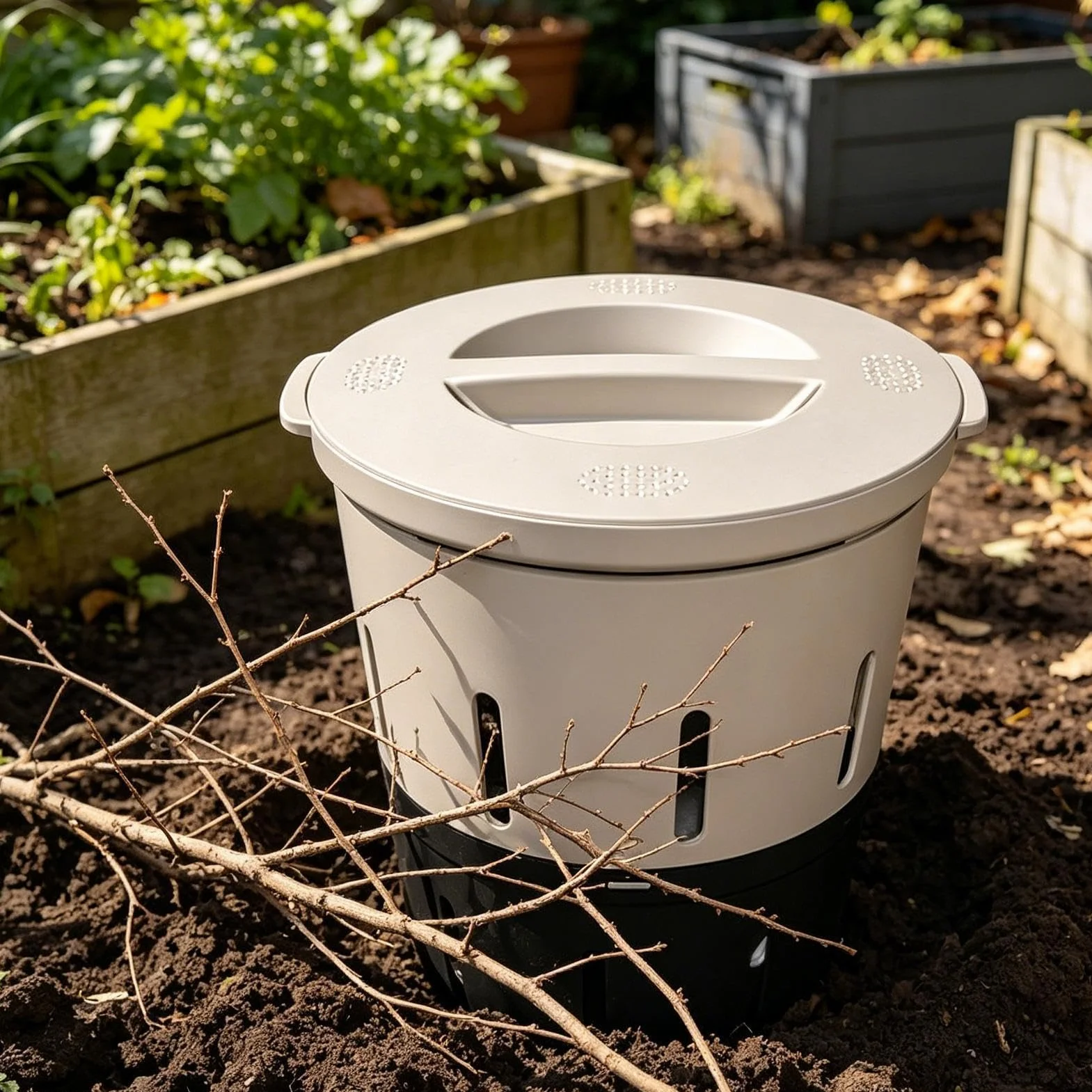 Compostiera Interrata per Fattoria - Compostiera da Giardino 12,5 Litri | Decompositore di Rifiuti da Cucina | Per Giardinieri, Coltivatori, Principianti, Cortile, Fattoria, Progetti Scolastici