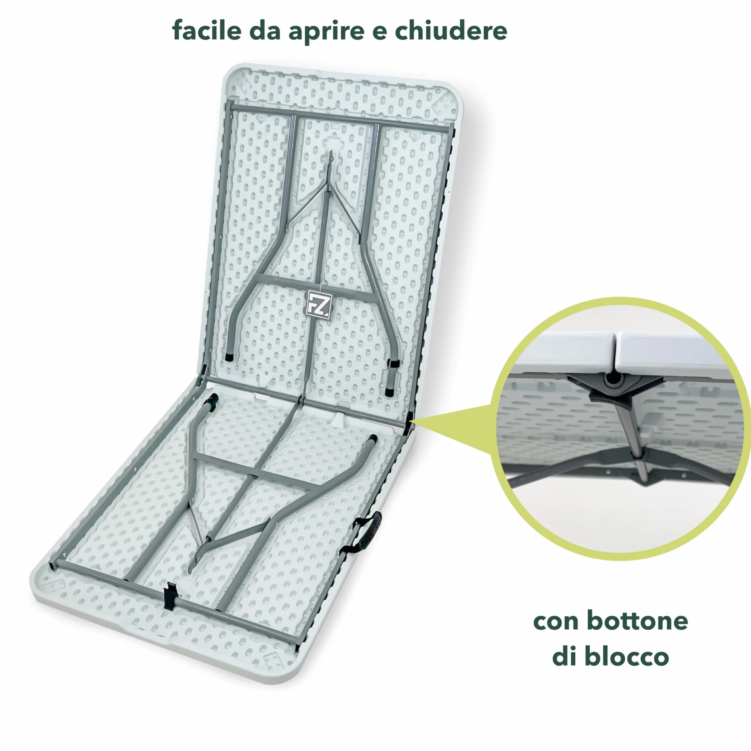 Tavolo Picnic Pieghevole 180x70x74 cm Bianco – Tavolo da Esterno e Giardino