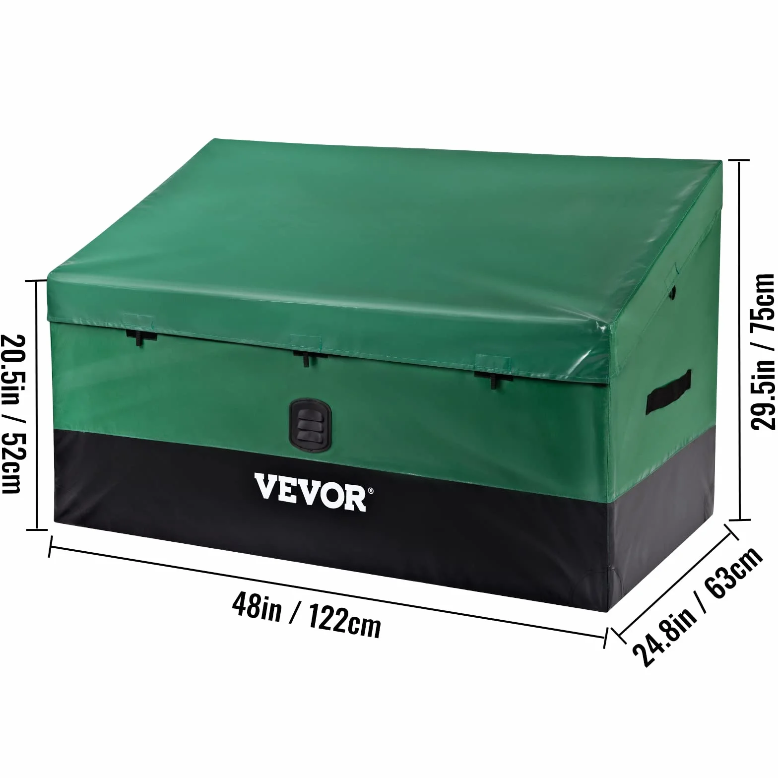 VEVOR Scatola per Stoccaggio da Esterno in PE Impermeabile con Coperchio Manici Laterali Volume da 440L, Contenitore Porta Attrezzi da Giardino con Coperchio Inclinata Capienza 440L, Baule da Giardino