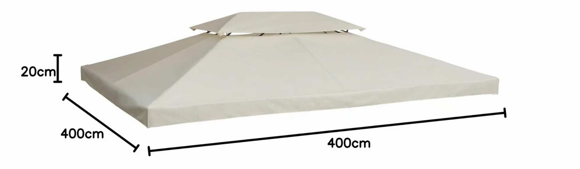Outsunny Copertura per Gazebo da Giardino Tetto Sostitutivo Anti-UV Impermeabile 3x4m Beige