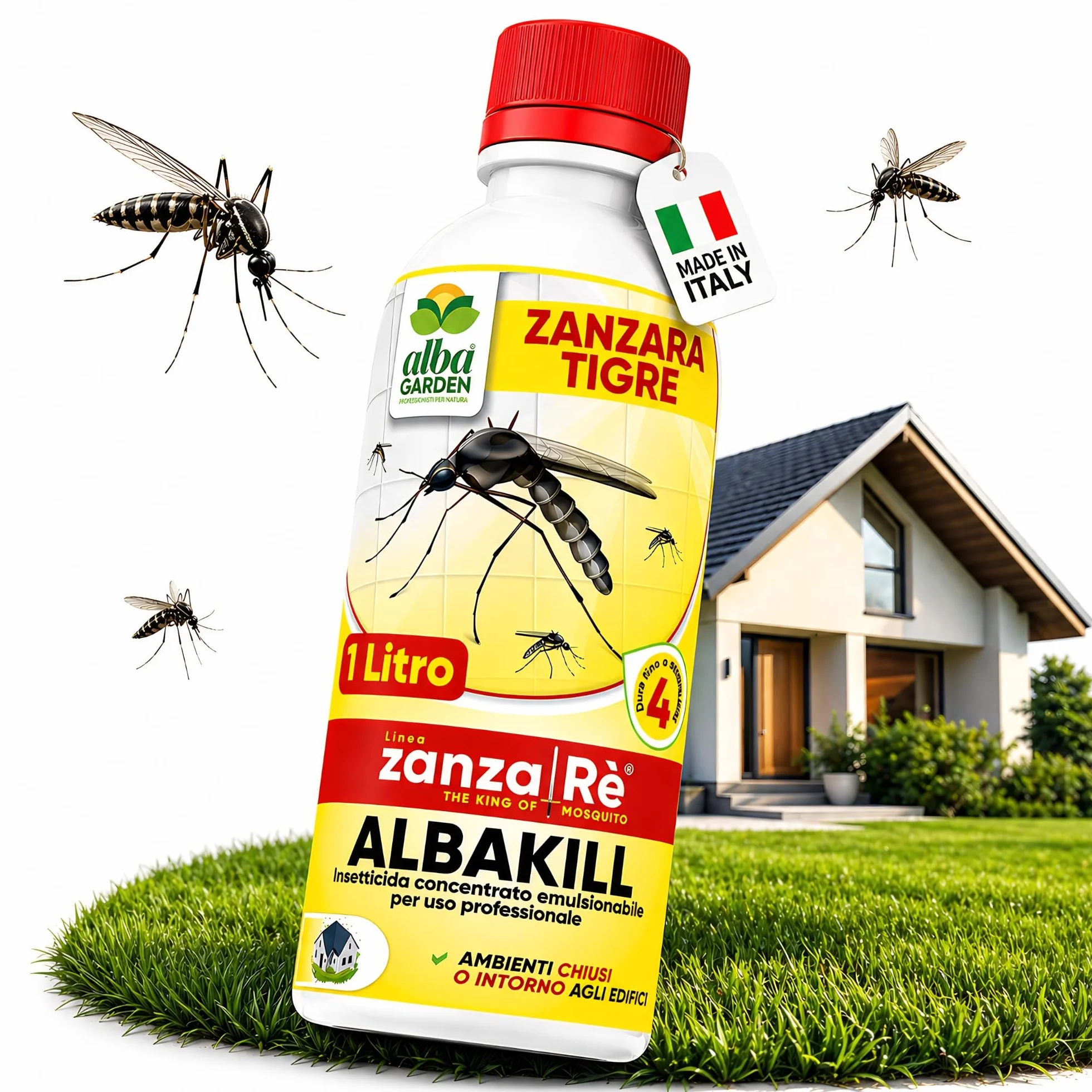 Albagarden Insetticida Antizanzare Giardino Cipermetrina Concentrato 1 Litro Protezione 4 Settimane