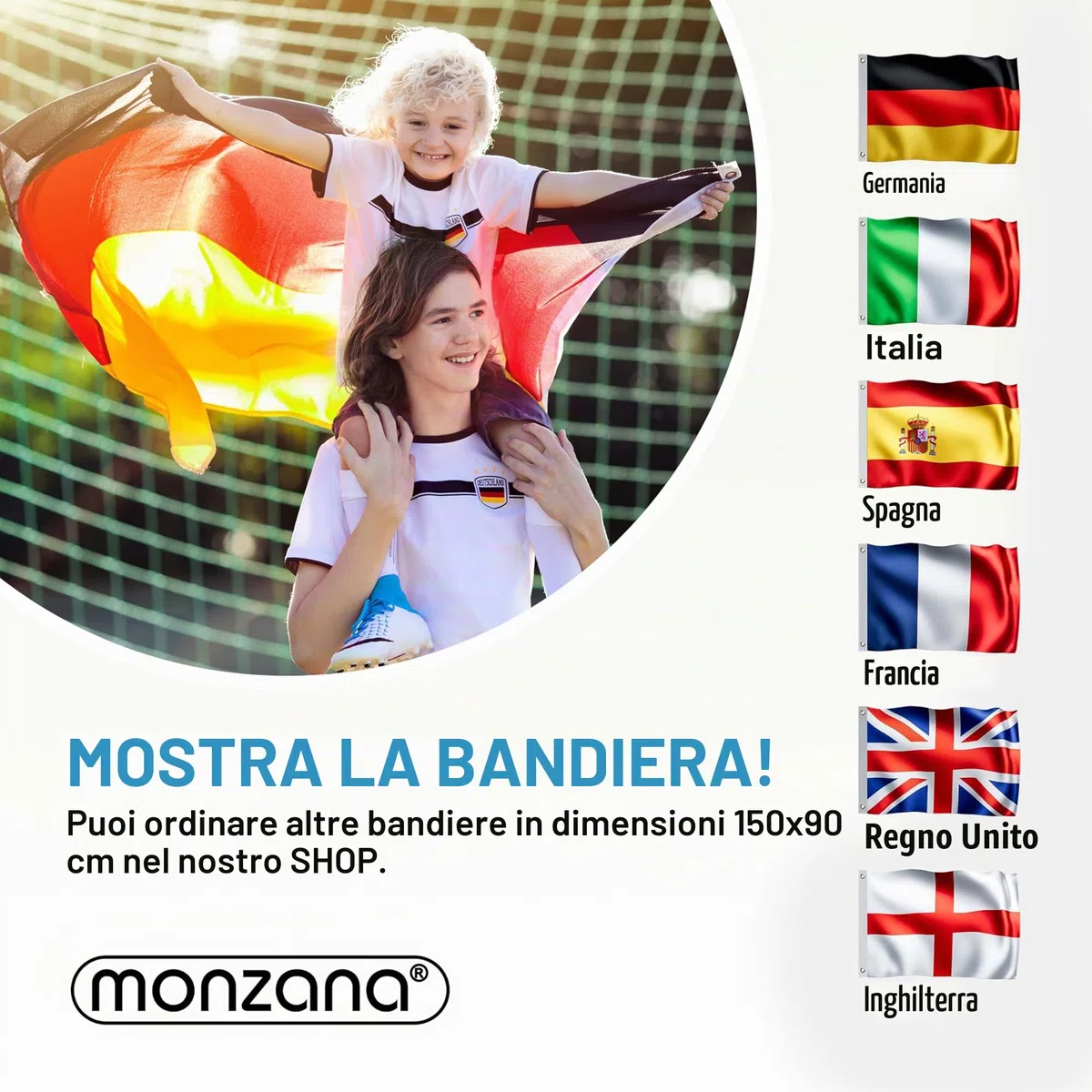 MONZANA Set Montaggio Bandiera Asta Alluminio 6,5 m con Fune Moschettone Gancio Regolabile