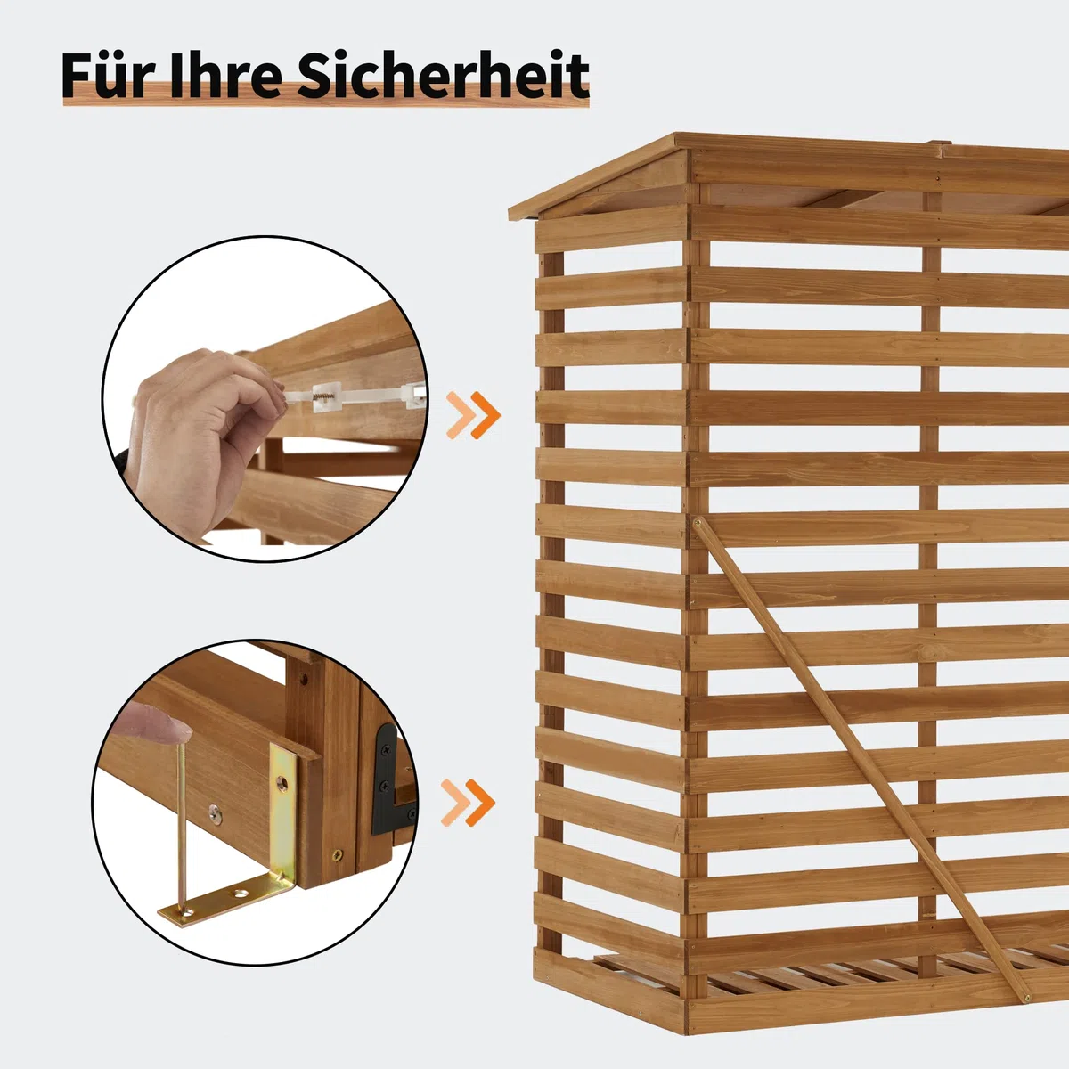 M MCombo Scaffale in legno per esterni, per legna da ardere con parete posteriore, in legno con copertura impermeabile, 90 × 185 × 186 cm, 1202 (colore naturale)