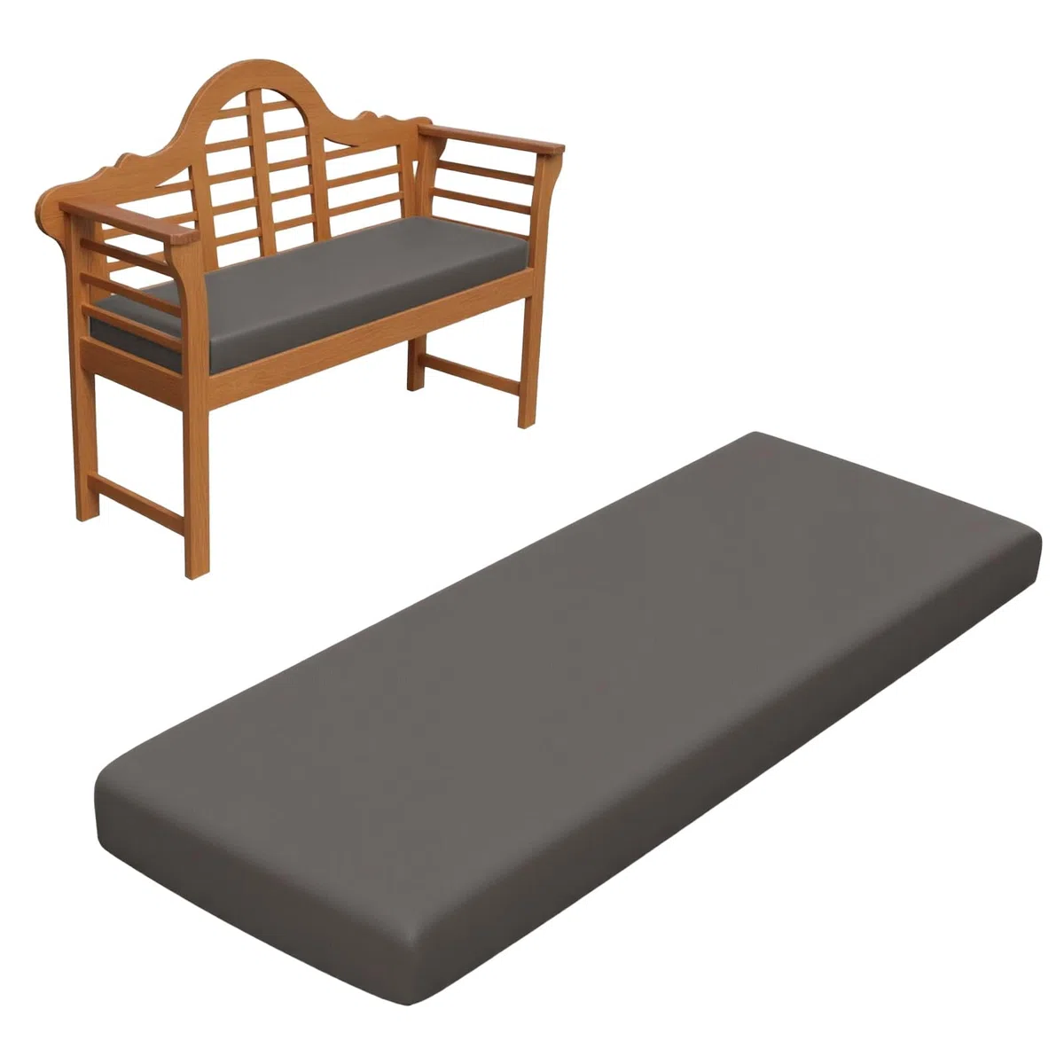 RZYW Cuscino per Panca da Esterno Impermeabile Spesso 5cm, Cuscino Sedile per Mobili di Ricambio Lavabile Cuscino Panca Antiscivolo, Cuscini per Panche da Giardino Patio,Grigio,165x55cm