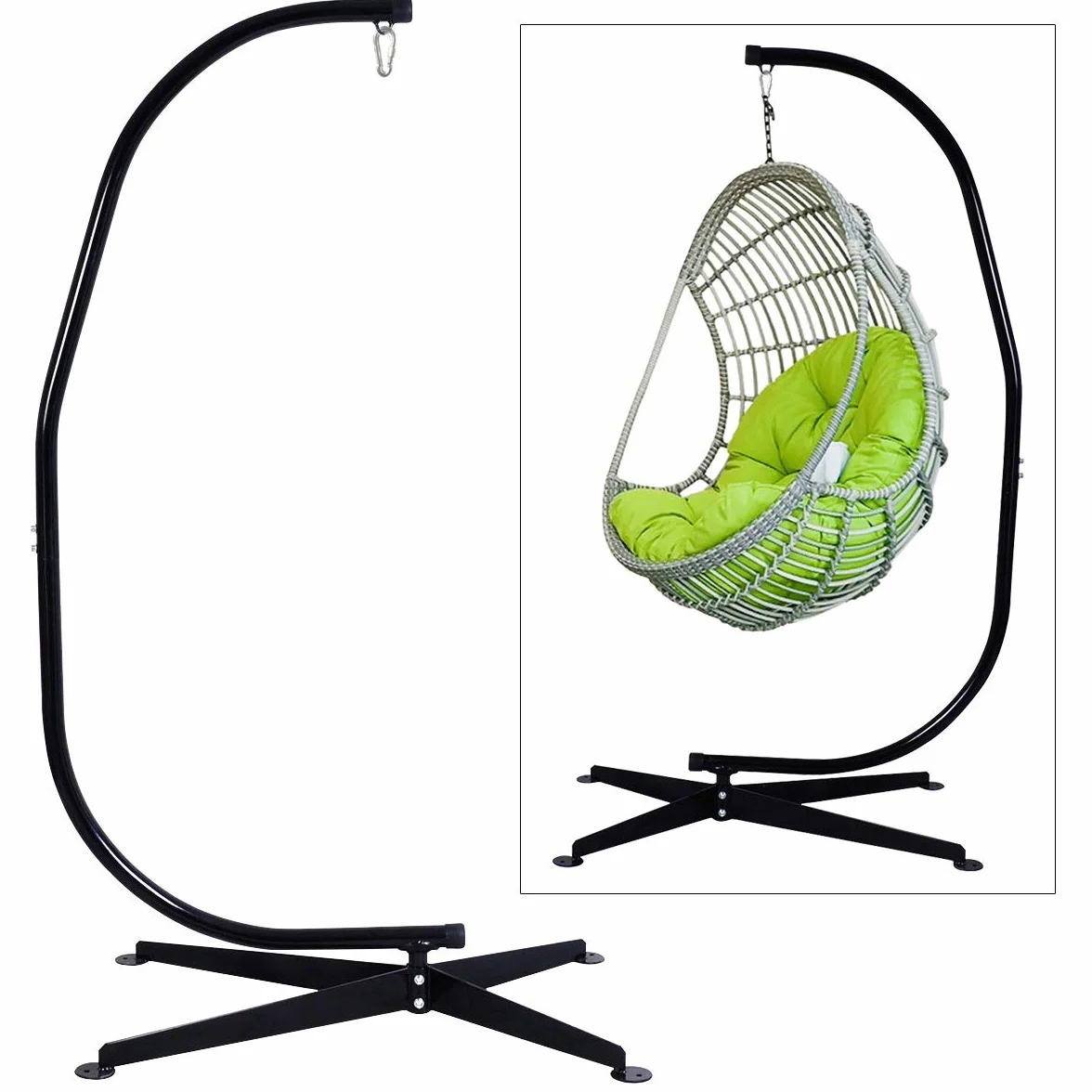 GOPLUS Sostegno per Sedia Sospesa 205cm Acciaio Carico 150kg Nero