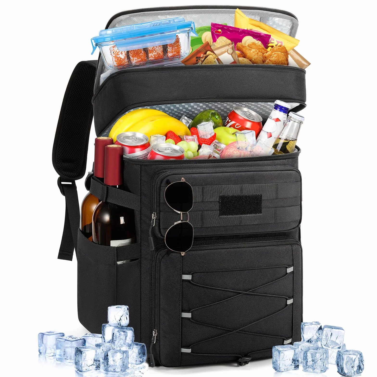RAINSMORE Zaino Frigo Termico 30L Doppia Zona Impermeabile Nero
