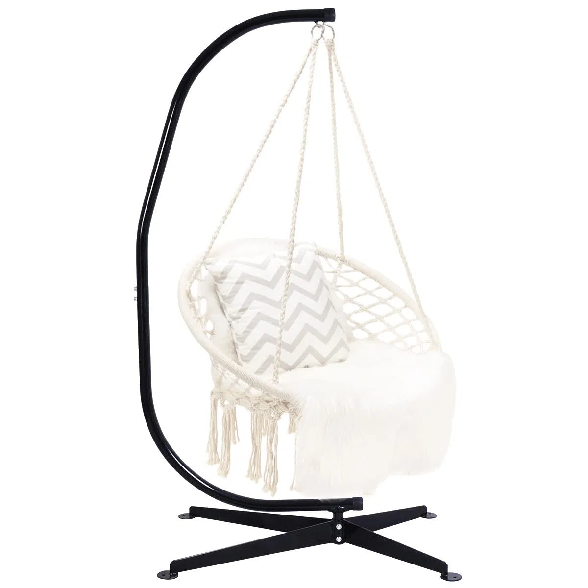 GOPLUS Sostegno per Sedia Sospesa 205cm Acciaio Carico 150kg Nero