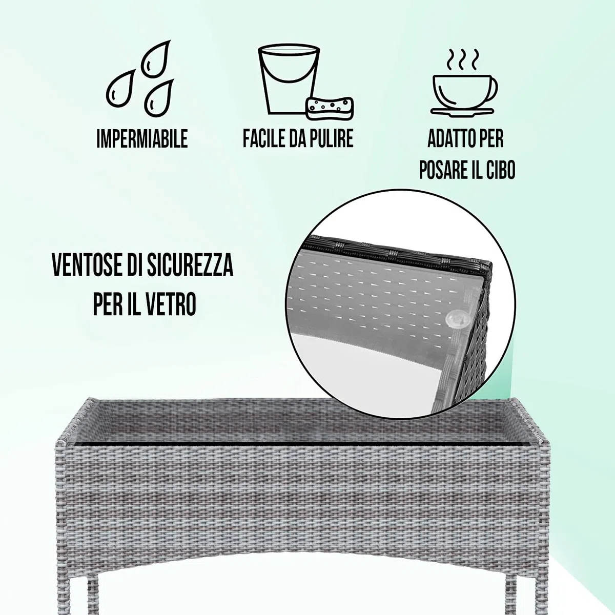 Set Di Mobili da Giardino in Rattan 4 Posti Salottino Salotto E Tavolino Con Ripiano In Vetro 2 Poltrone E Divano 2 Posti Con Cuscini Sfoderabili Giardino Esterno Piscina Veranda Terrazzo (Gray)