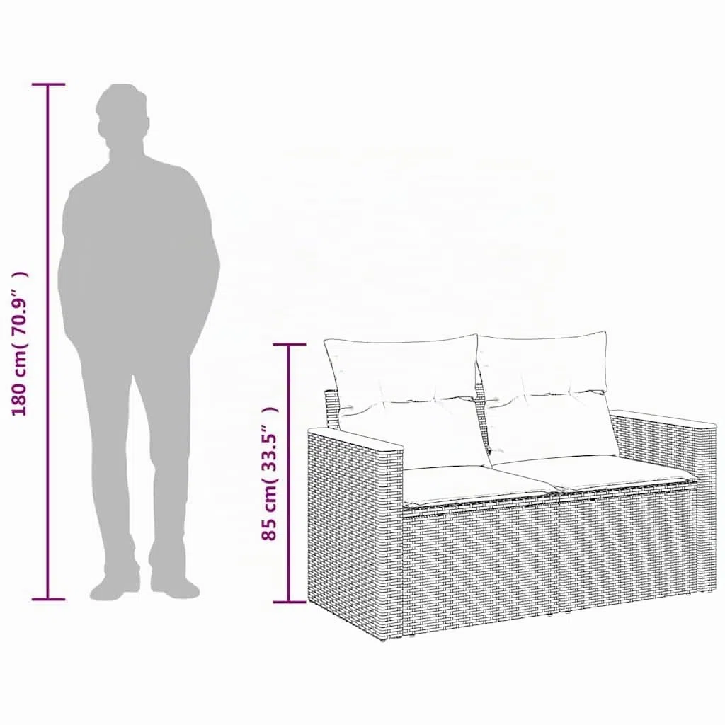 vidaXL Divano da Giardino con Cuscini 2 Posti Grigio in Polyrattan
