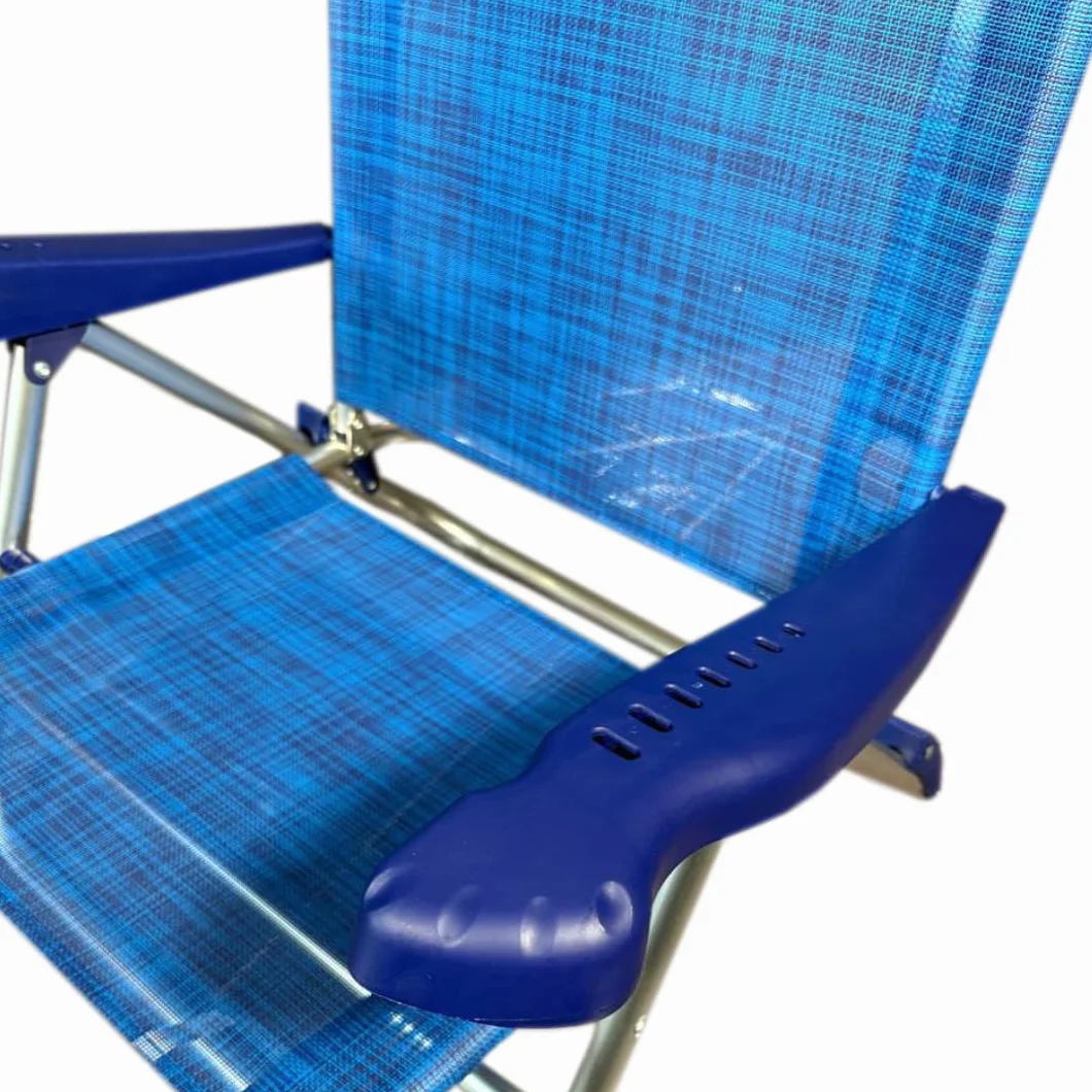 PALUPLUS 2 Spiaggine Pieghevoli con Braccioli, Misura 55x46x80 cm, Struttura Alluminio, Reclinabile in 7 Posizioni, Cuscino Poggiatesta, Sedia per Spiaggia, Piscina, Portata 100Kg -1771F (Blu)