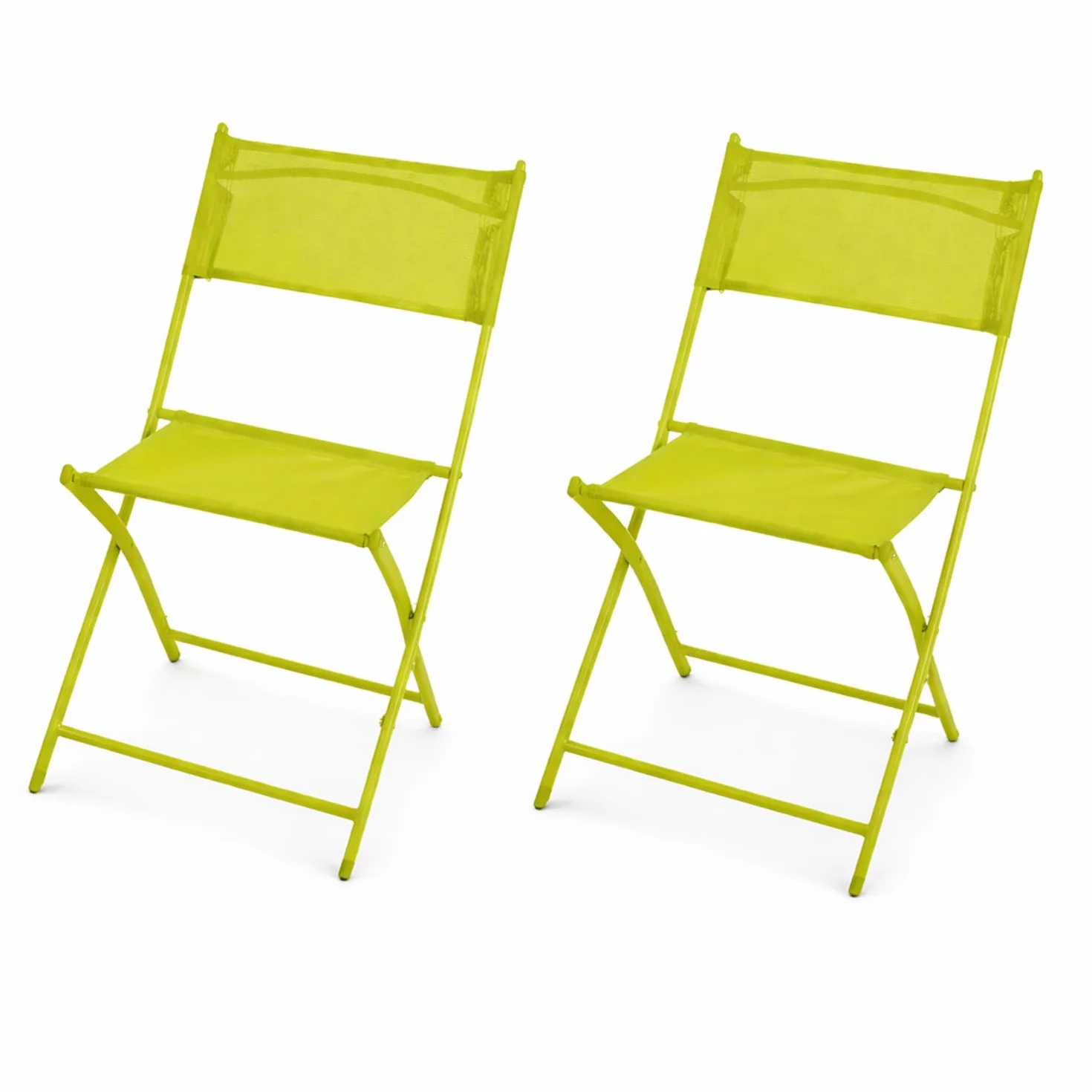 Mojawo Set di 2 Sedie da Giardino Pieghevoli con Schienale Alto, Acciaio Verniciato a Polvere, Verde Lime, Resistente alle Intemperie