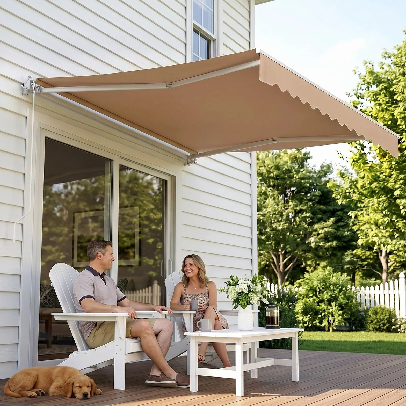 LIFERUN Tenda a bracci snodati 300x250 cm UPF 50+ impermeabile manovella supporto parete Regolazione angolare 52-75° Cachi