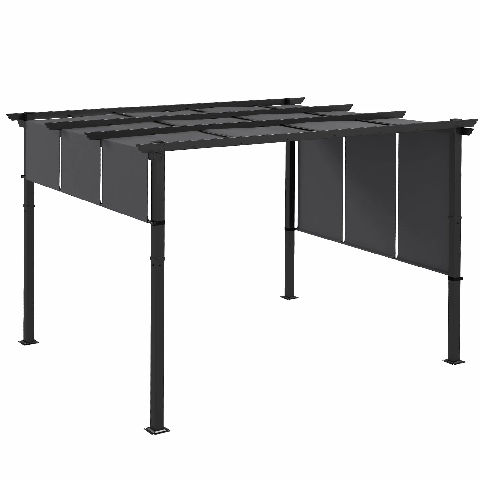 Outsunny Pergola da Giardino 3x3.5 m Acciaio Poliestere Anti UV Grigio Scuro