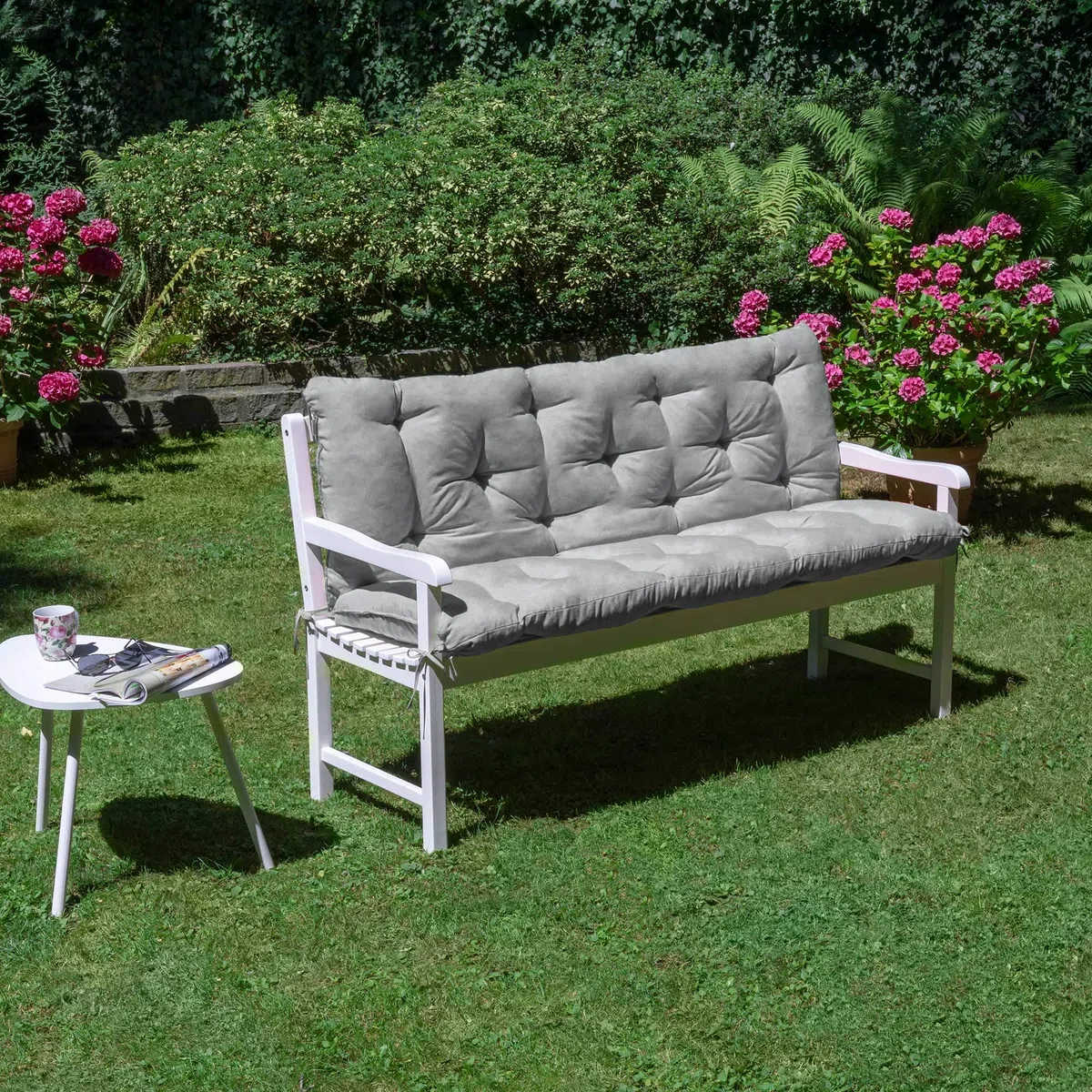 Beautissu Cuscino con Schienale Flair BR 180x50x50cm per panchine Comodo Supporto Imbottito con spalliera Grigio Chiaro