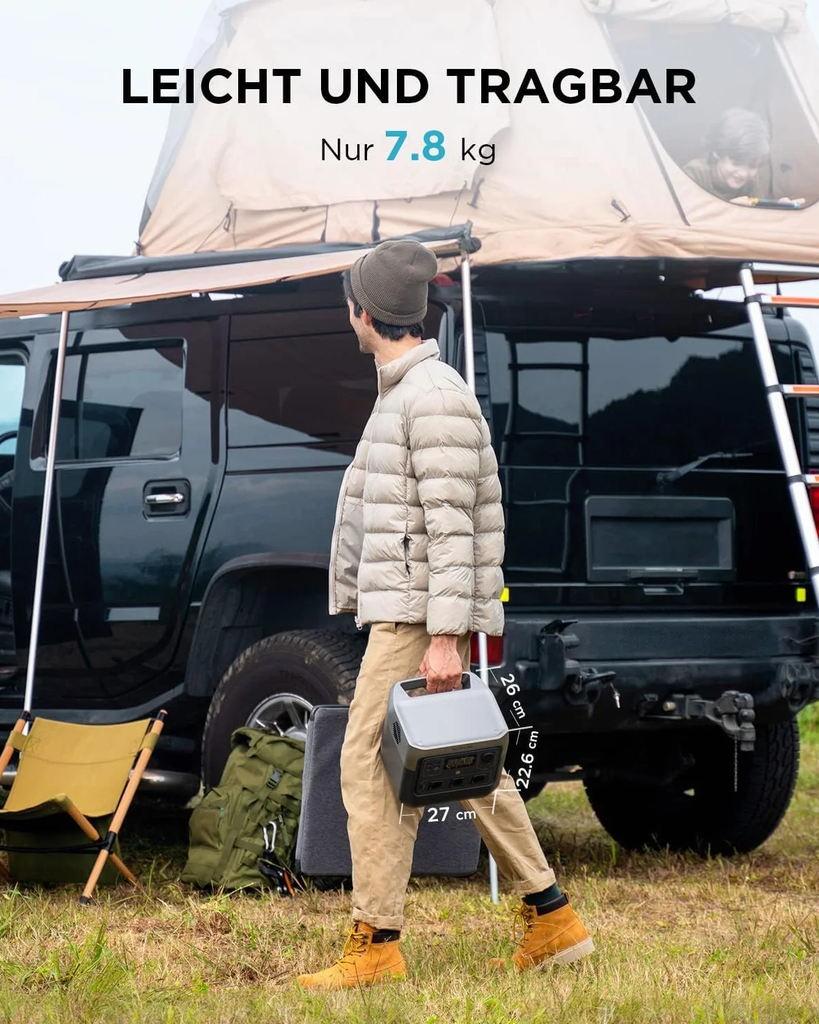 ECOFLOW Centrale Elettrica Portatile RIVER 2 Pro, Batteria LiFeP04 da 768 Wh, Ricarica rapida in 70 min, 3 prese CA da 800 W, Generatore solare per campeggio/camper
