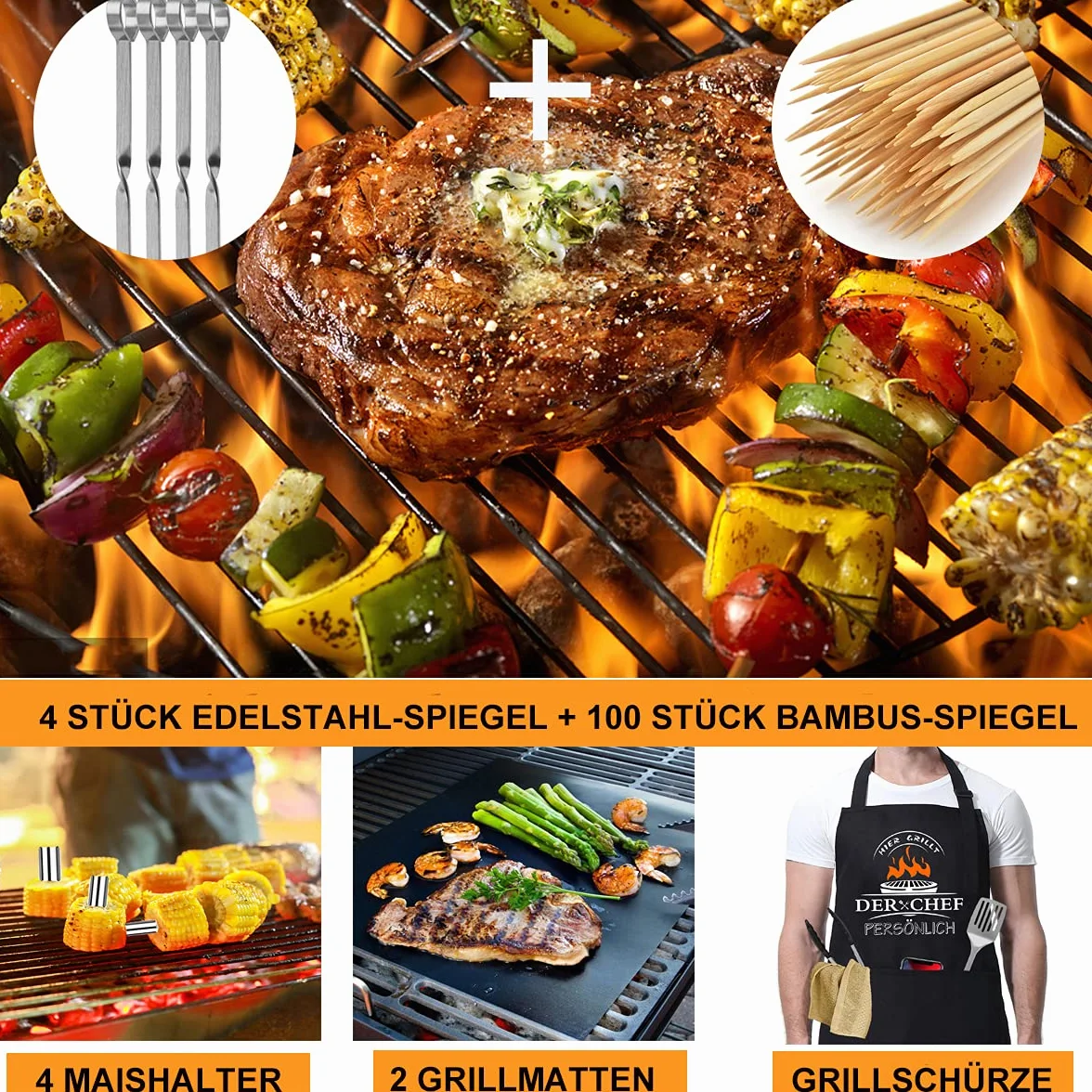 Set grigliata barbecue,BBQ utensili barbecue kit professionale,21pcs barbecue accessori in acciaio inossidabile,veleno per gli uomini.set di attrezzi bbq per barbecue da campeggio esterno