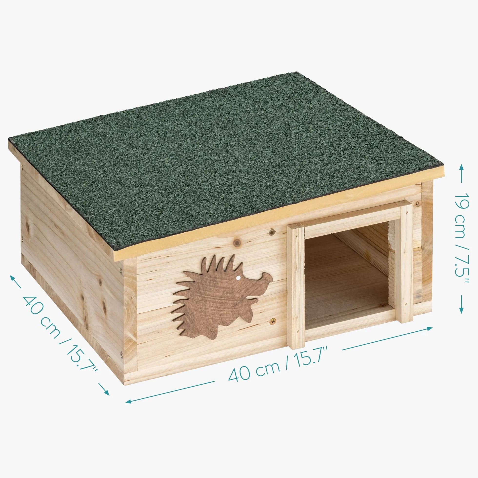Navaris Casa per Ricci - Casetta in Legno Abete per Erinaceidi e Piccoli Roditori 40x40x19cm - Tana per Letargo Invernale Riccio con Tetto Amovibile