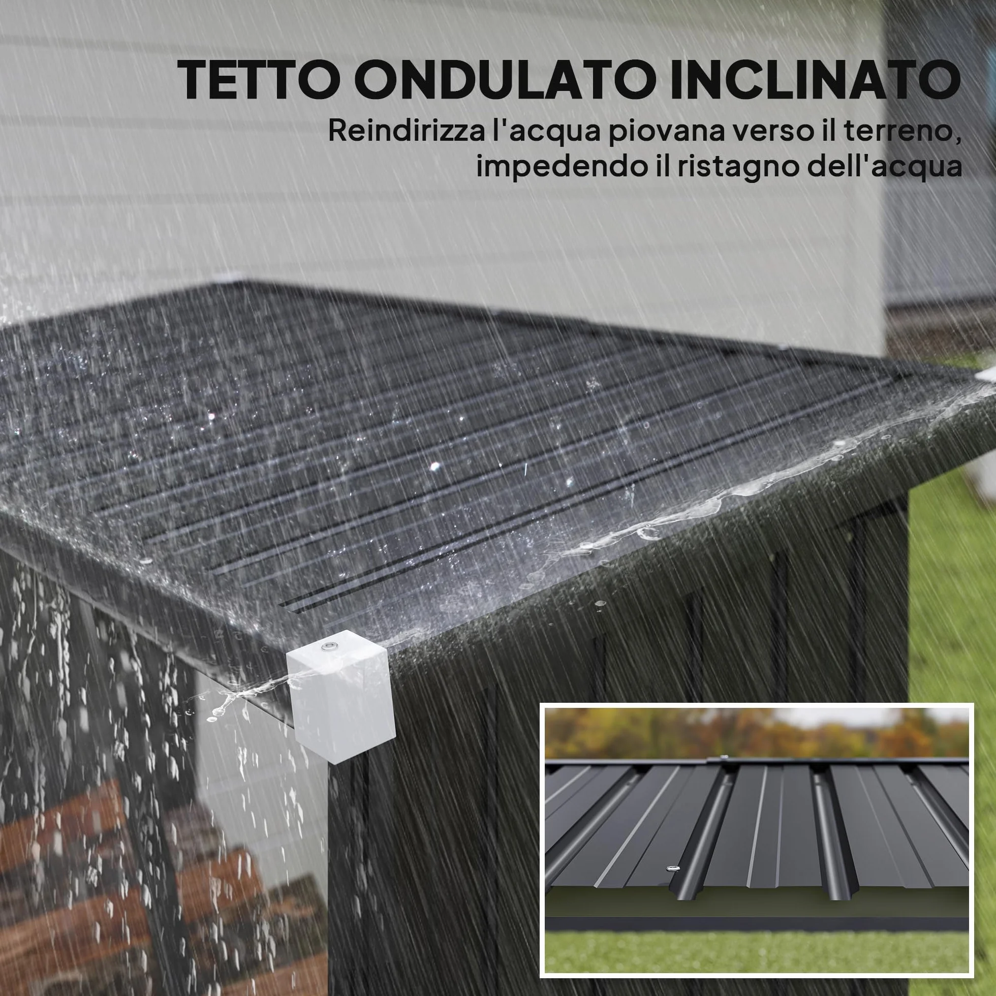 Outsunny Portalegna da Esterno in Acciaio Zincato 0.77 m² 150x66.5x150 cm Grigio Scuro