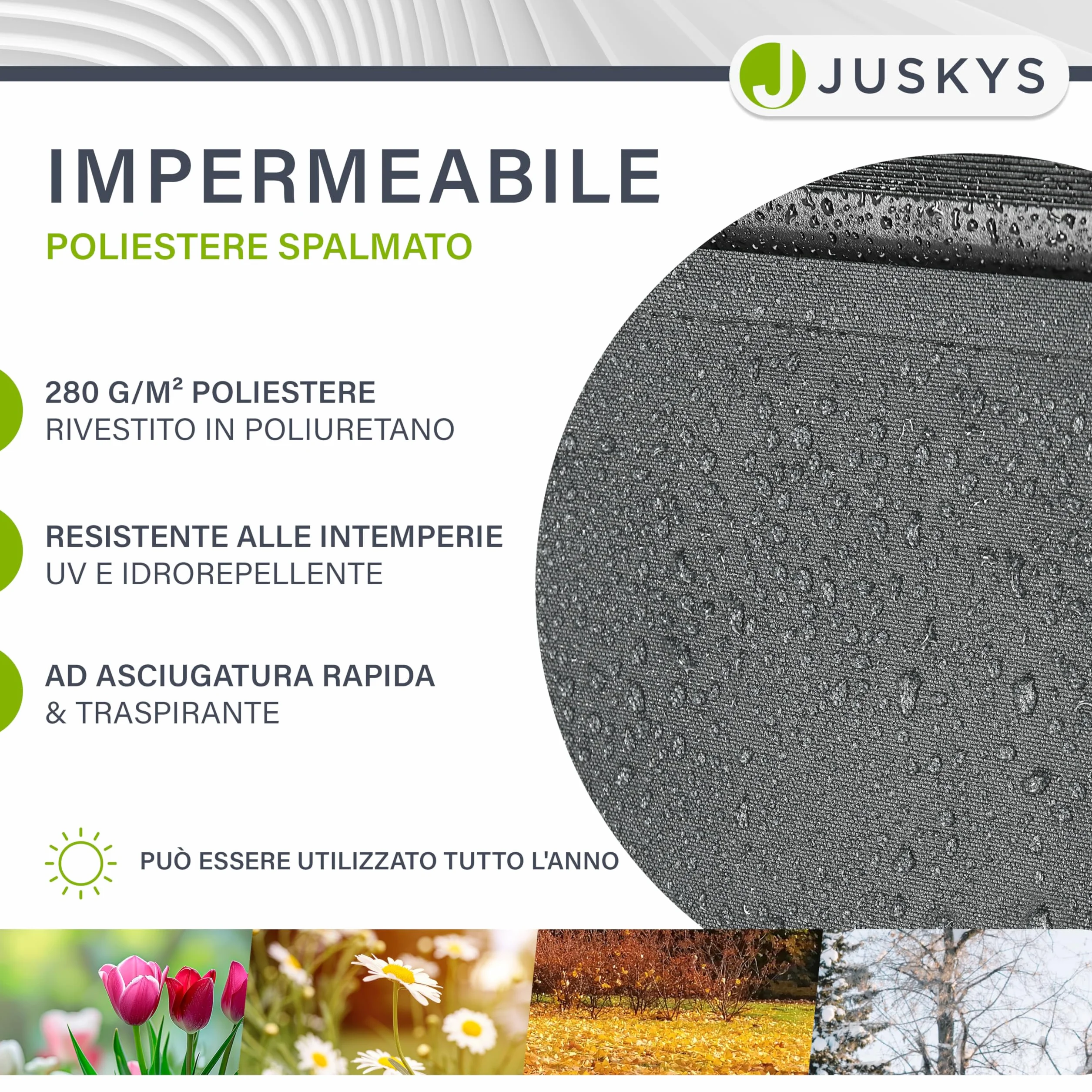 Juskys Tenda a Bracci Estensibili 400x300 cm UV40+ Impermeabile con Manovella Regolabile Grigio