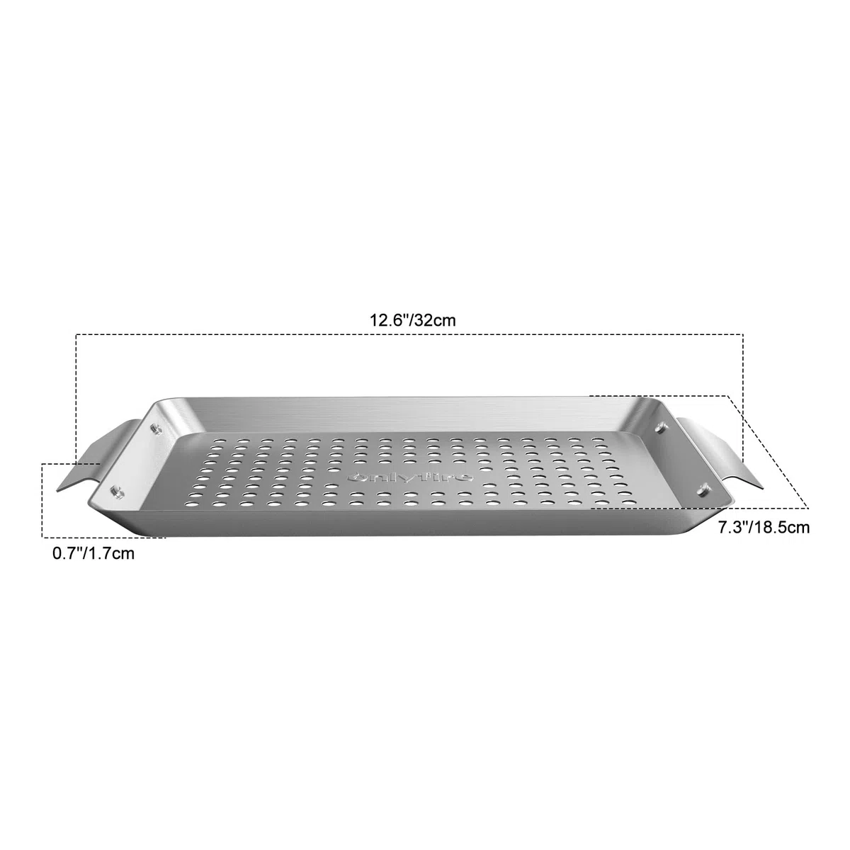 Onlyfire Set di 3 Pezzi Mini Rettangolo Griglie e Cestello Universale in Acciaio Inossidabile，per Verdure,per Barbecue a Carbonella, a Gas e Altri（32cm×18.5cm×1.7cm）