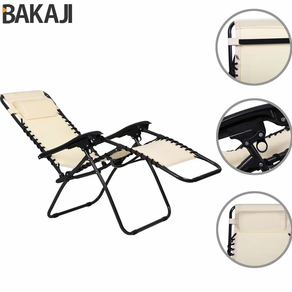 BAKAJI Sedia Gravità Zero Sdraio da Giardino Pieghevole in Acciaio Tubolare 22mm Reclinabile Tessuto Oxford