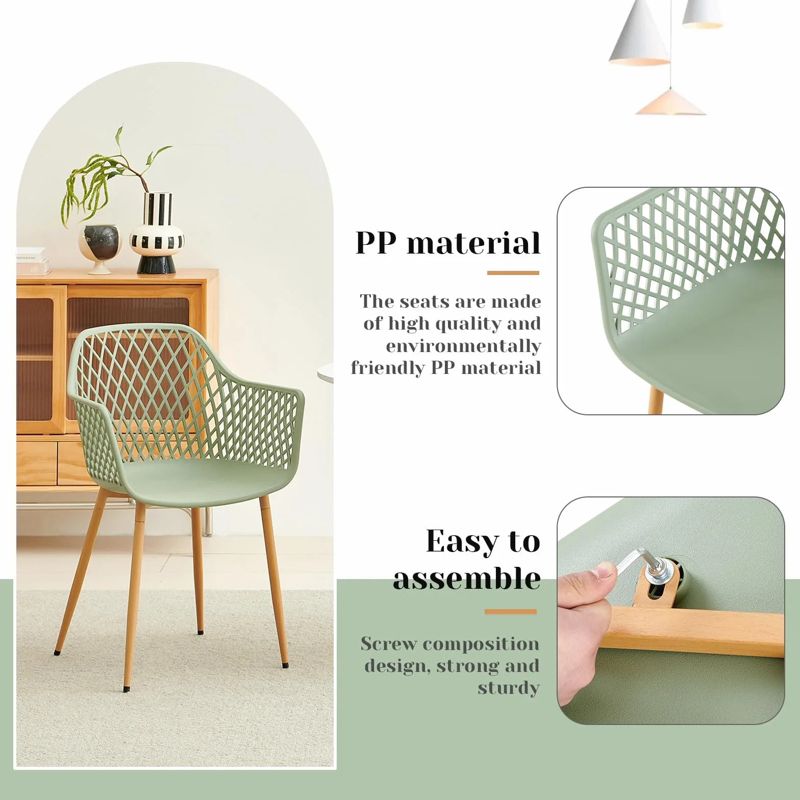 buybyroom Set di 4 Sedie da Giardino con Bracciolo, Sedia da Giardino, Design Moderno e Minimalista, Portata Massima 120 kg