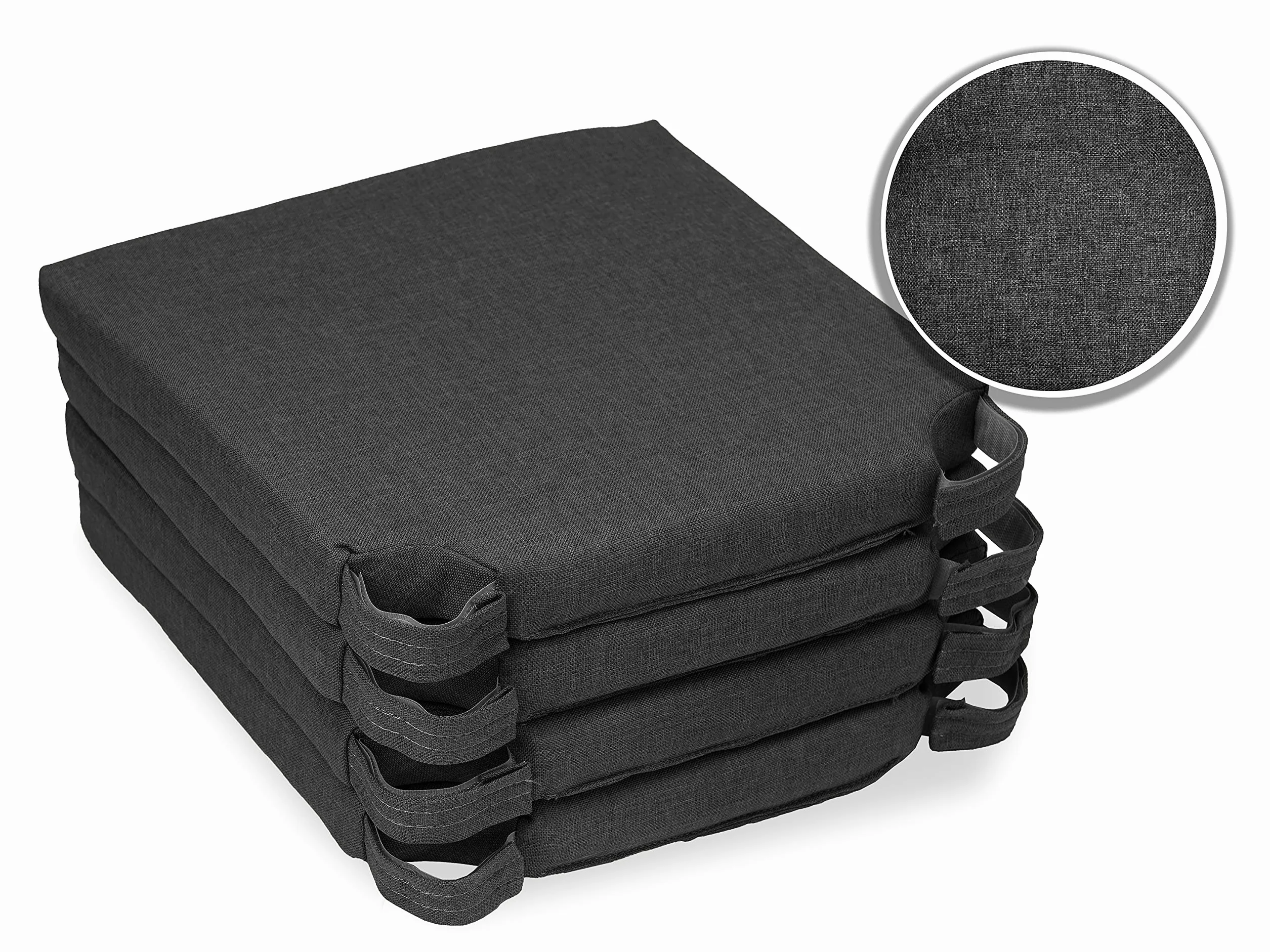 sunnypillow Set di 4 Cuscini per Sedia Cucina - con Chiusura in Velcro - Cuscini per Seduta da Sedia - Per uso Interno ed Esterno - Dimensioni: 42 (davanti) - 35 (dietro) x 40 x 5 cm - Antracite