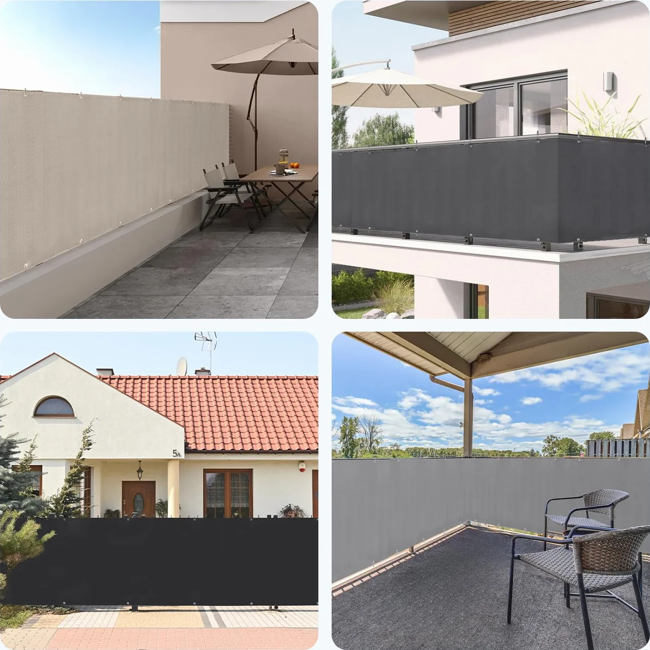 Sekey Recinzione Copertura per Balcone Protezione della Privacy Schermo in Polyster Opaco, per Balcone Giardino terrazza, con Occhielli Corde e Fascetta, 120 x 600cm Taupe