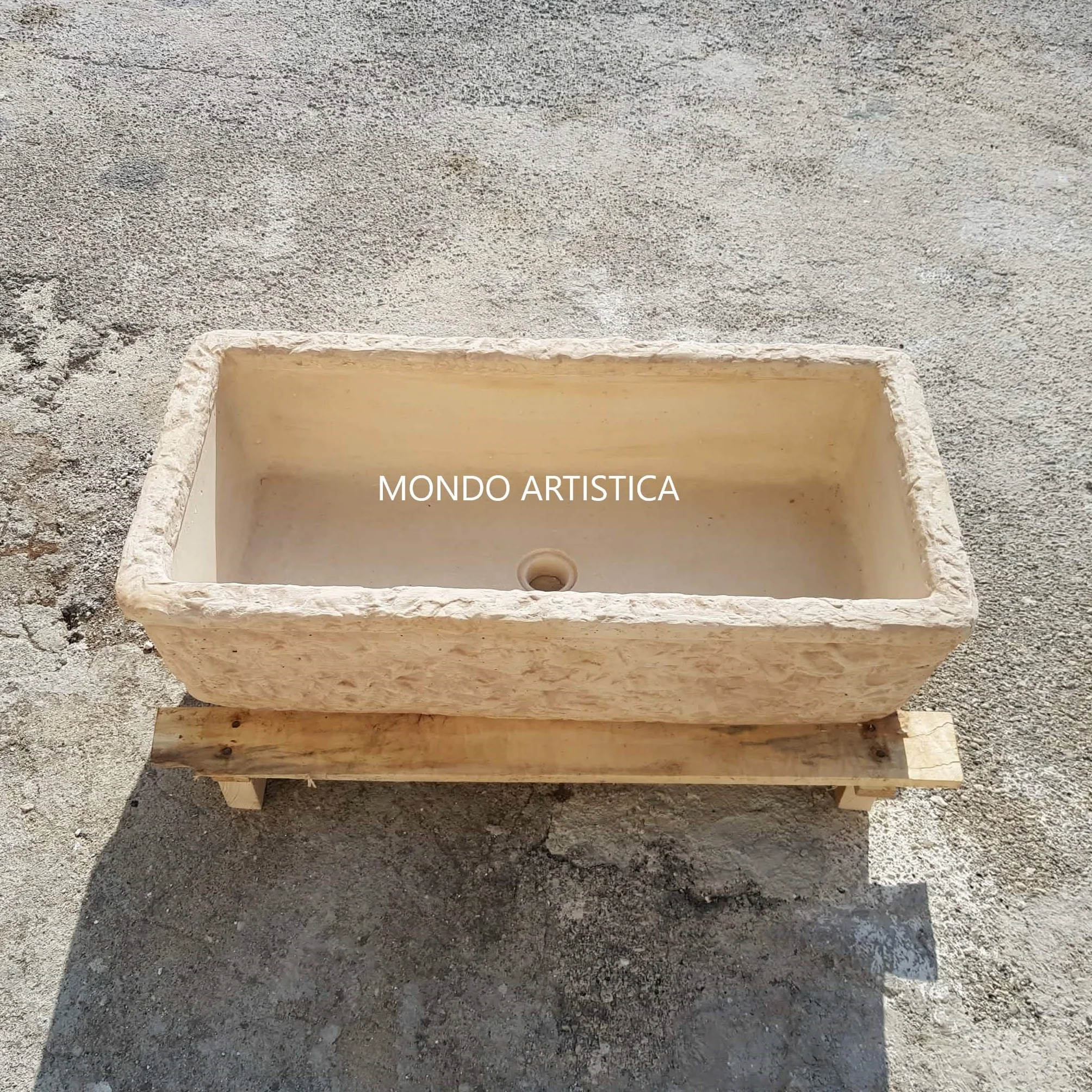 Lavello Lavandino In Cemento, Lavabo Da Esterno Antigelo, Fontana, Vasca Unica L 80X40 H 22 Cm Sfumato Rosa Antico