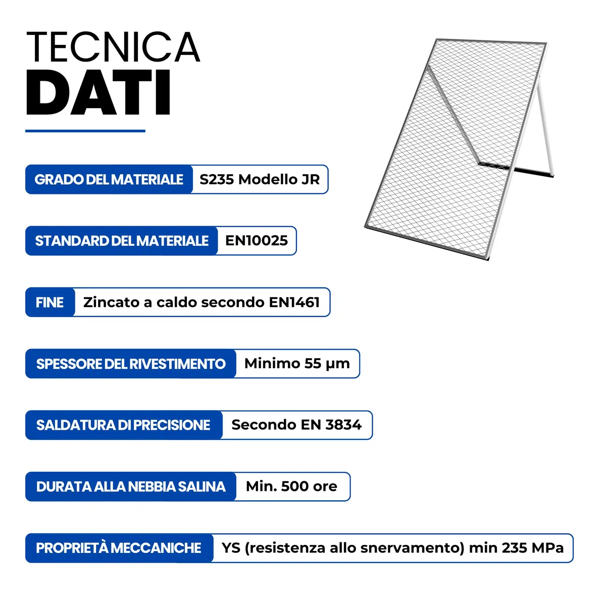 Setaccio per Terra 100 x 60 cm Zincato a Caldo Compost GeZu Impex
