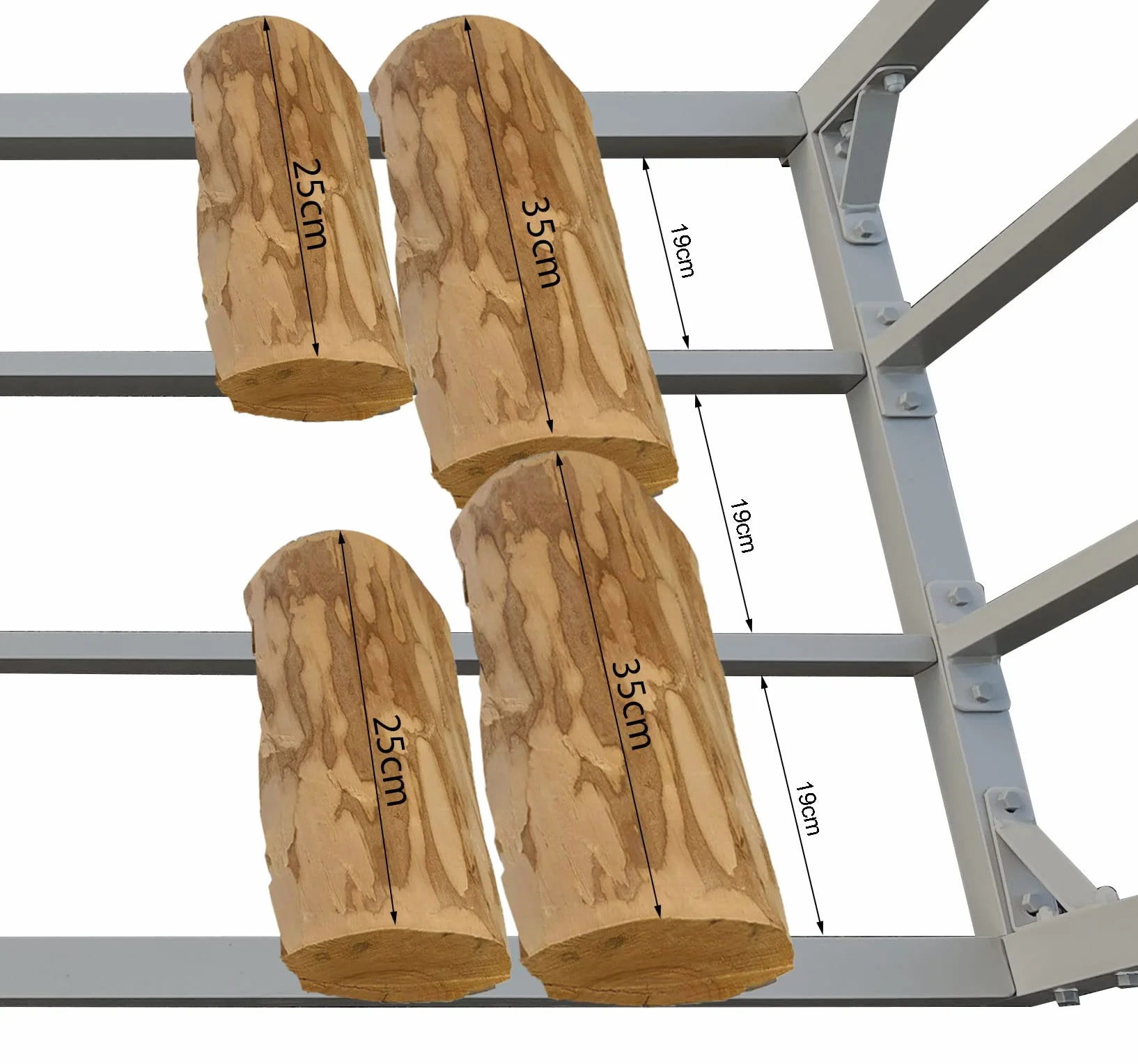 Scaffalatura in Alluminio per Legna da Ardere 185x70x185 cm 2,3 m3