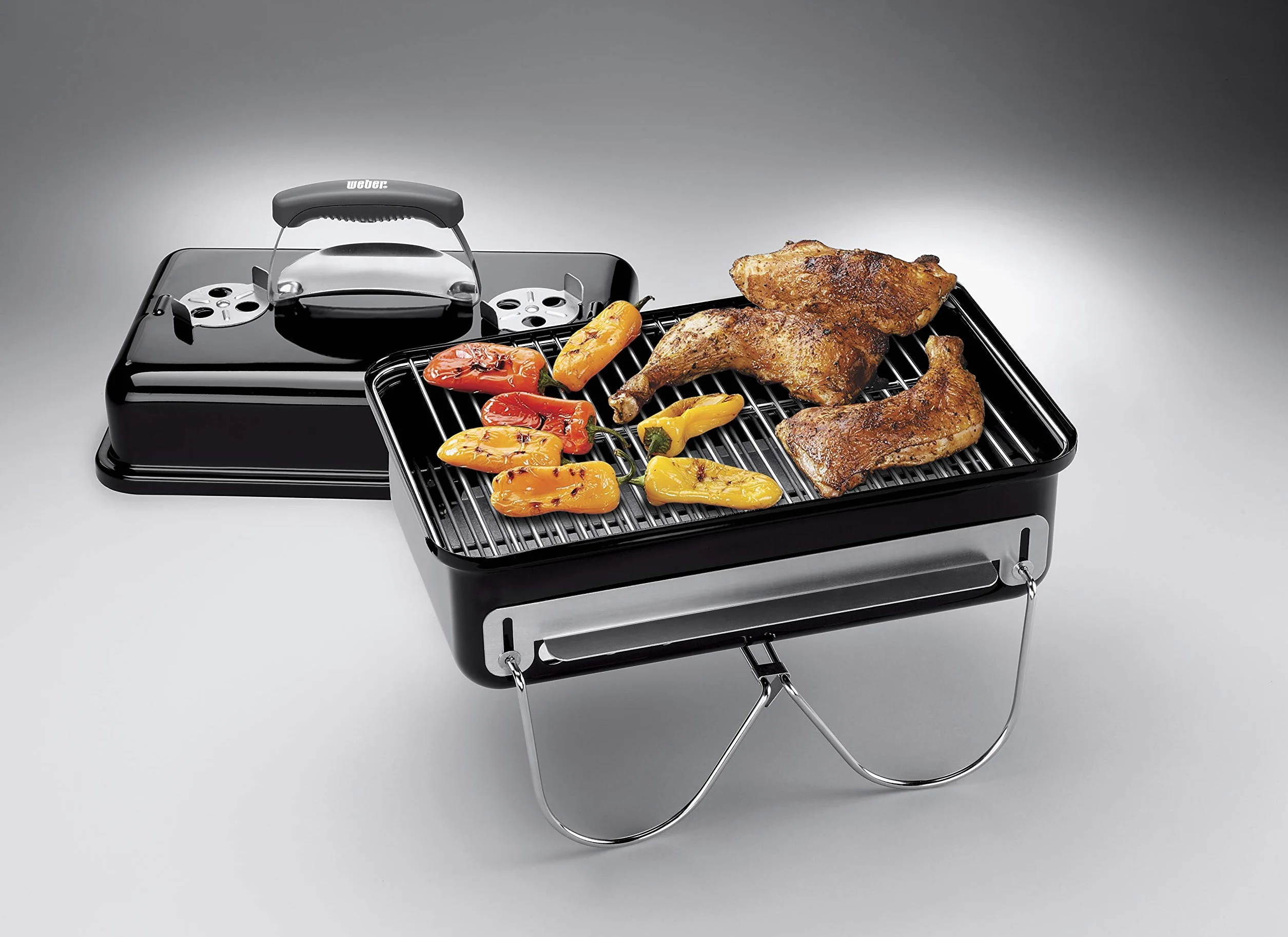 Weber Barbecue a carbone Go-Anywhere griglia portatile con gambe pieghevoli, 42x26 cm, nero