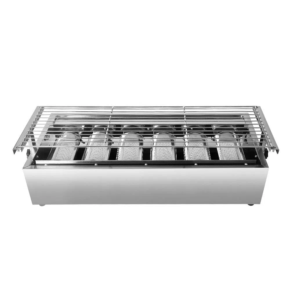 Barbecue a gas 6 fuochi portatile con vassoio antiaderente