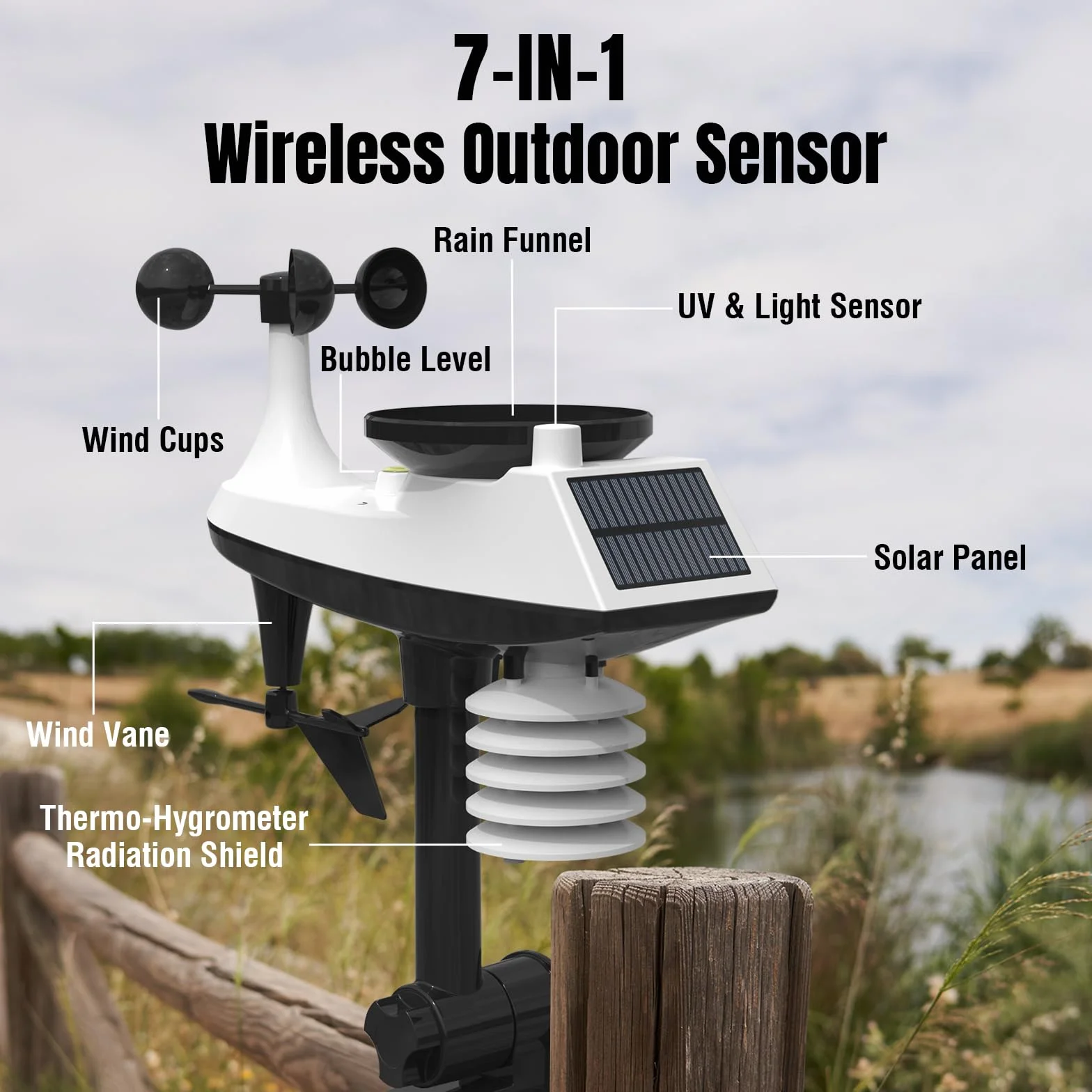 Raddy MN6 Stazione Meteo WiFi, Stazione Meteorologica Wireless 15 in 1 per Interno ed Esterno, Monitor Temperatura e Umidità con Pressione Atmosferica, Pluviometro, Vento, UV, Previsioni Meteo